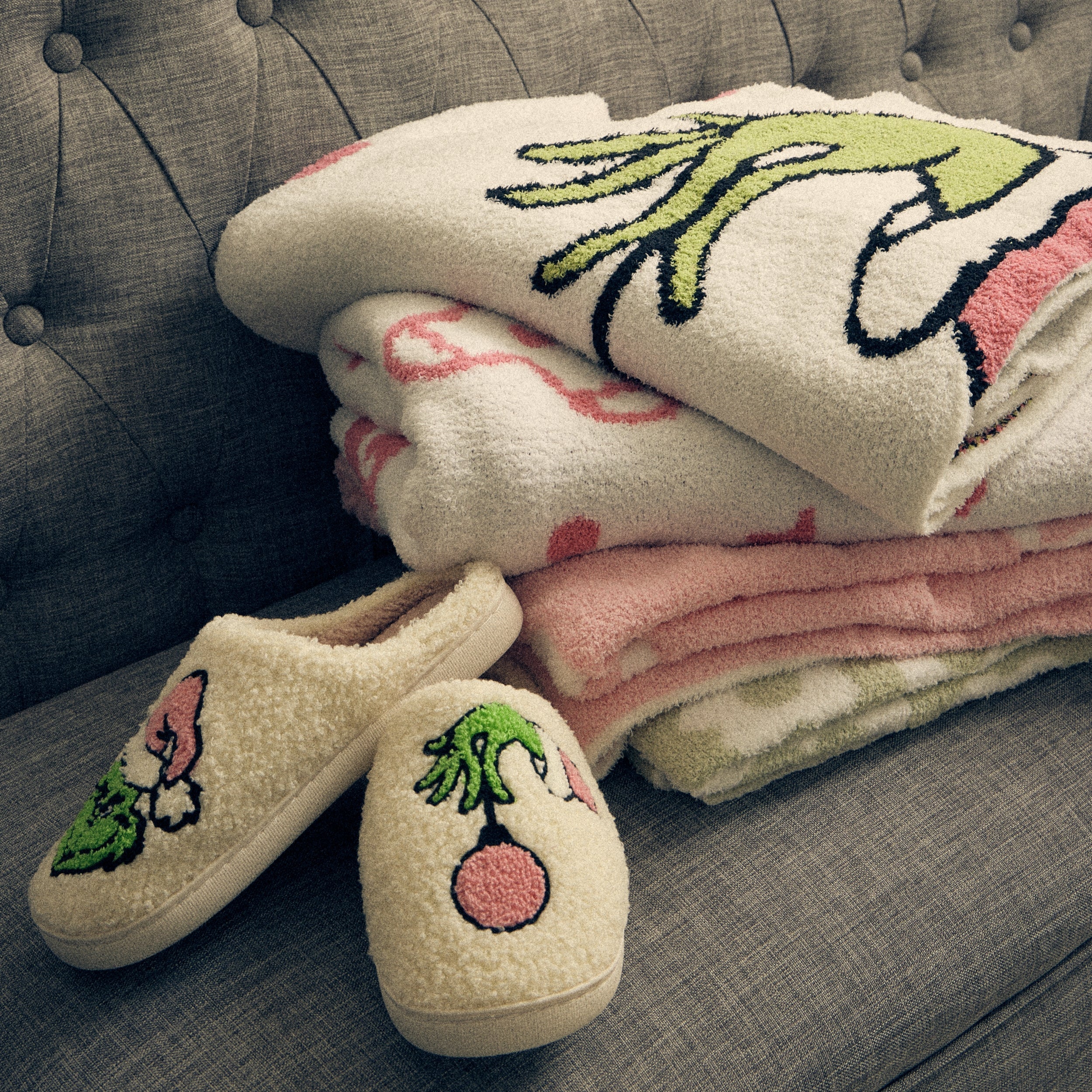 Christmas Green Monster Terry Cloth Blanket