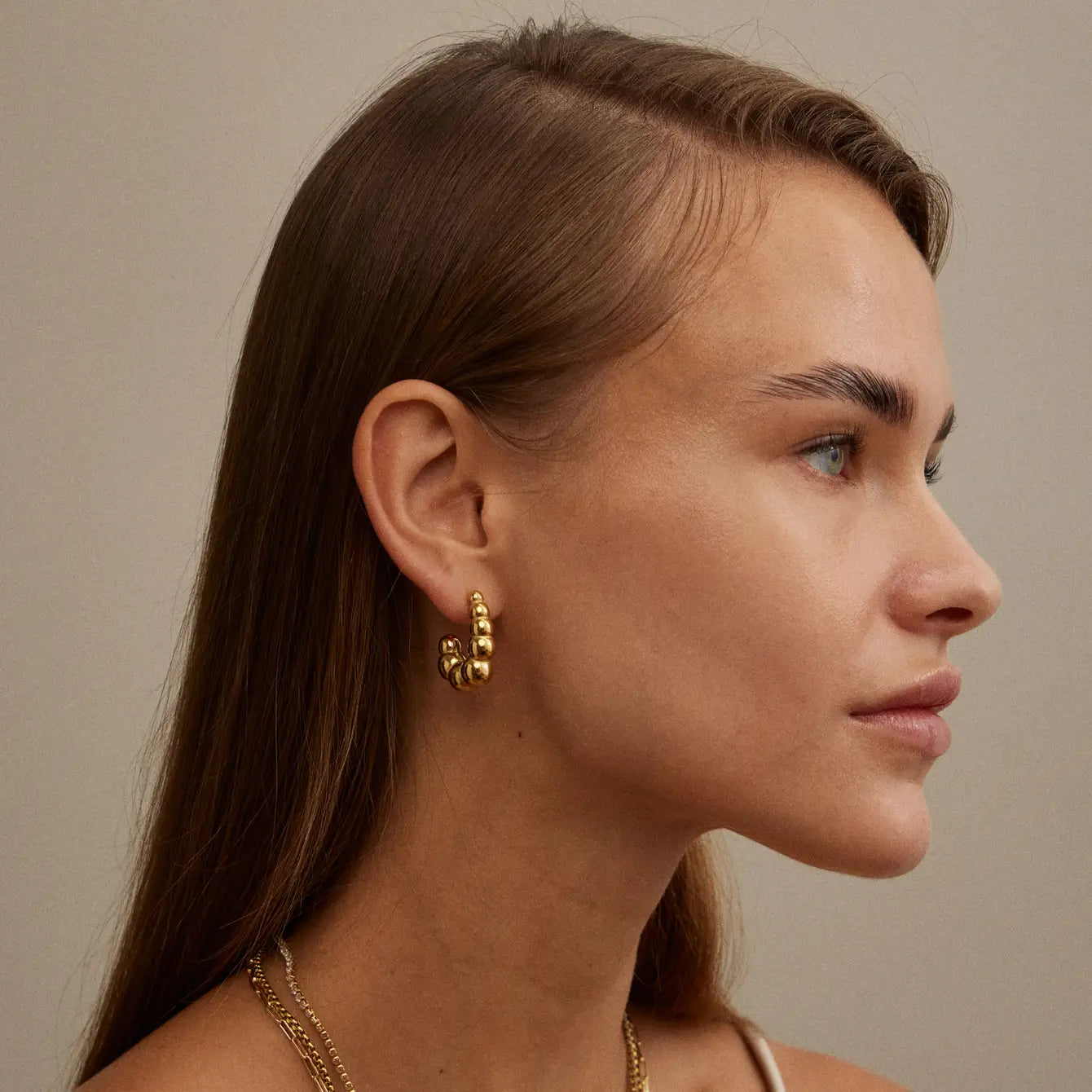 Elegant Gold Dip | Bubbled Stainless Steel Open Hoops
