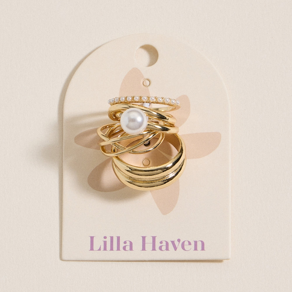 Elegant Gold Stacking Ring Set