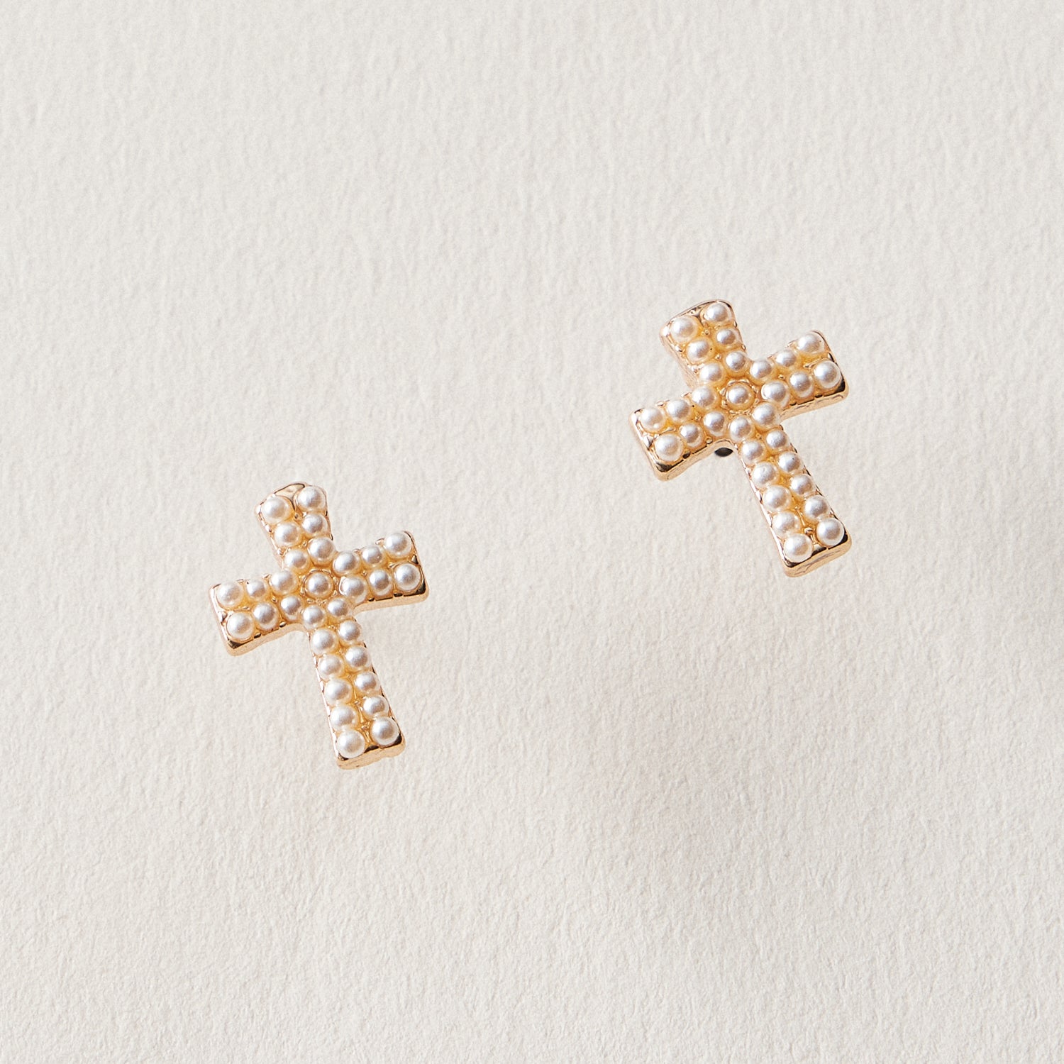 Pearl Cross Stud Earrings – Mini Cross Pearl Earrings