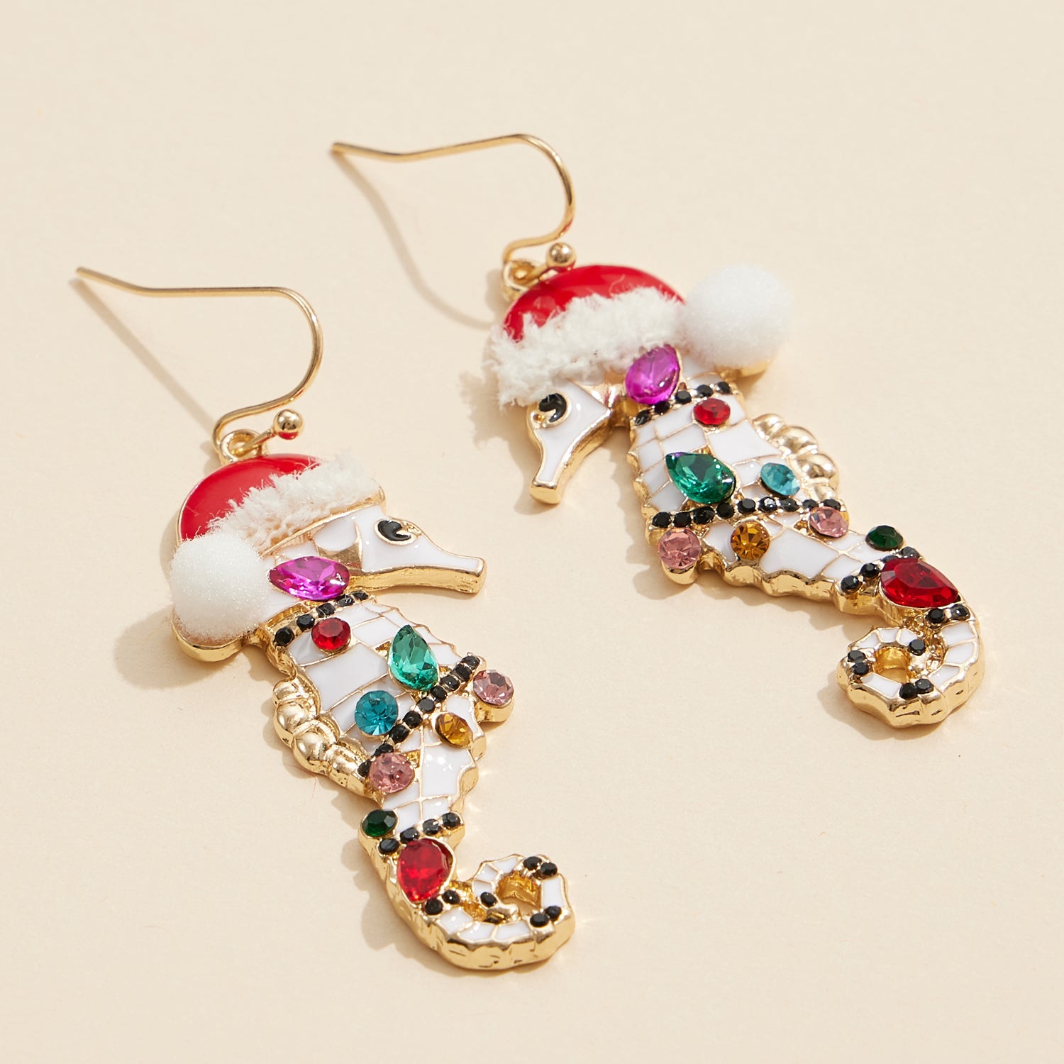 Festive Rhinestone Seahorse Drop Earrings for Elegant Holiday Style