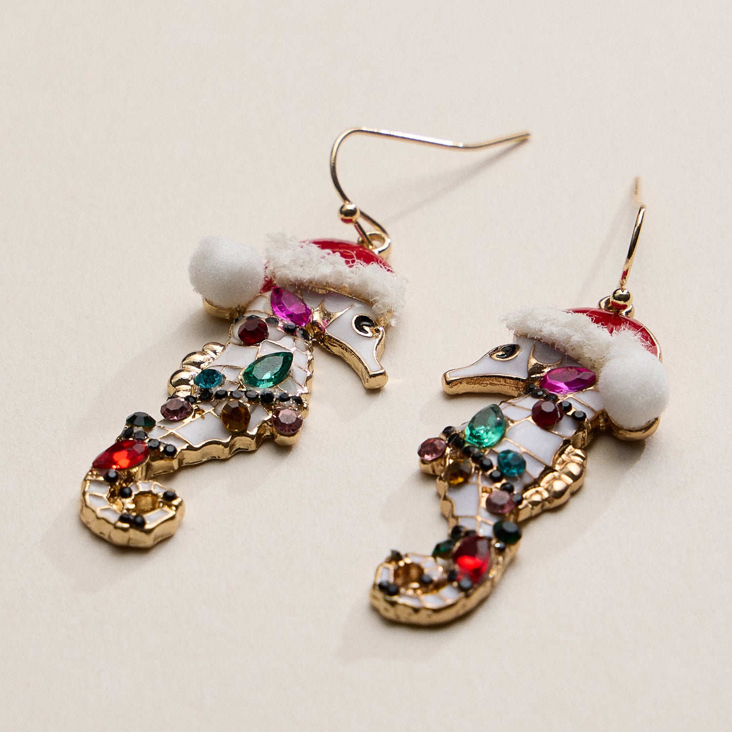 Festive Rhinestone Seahorse Drop Earrings for Elegant Holiday Style