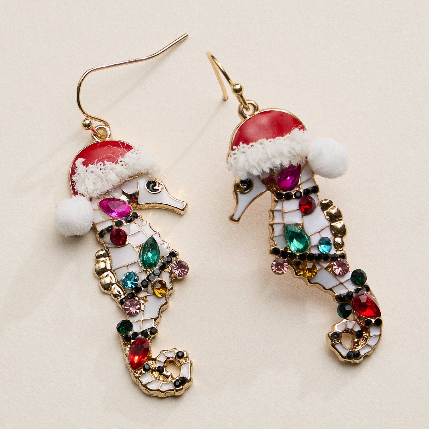 Festive Rhinestone Seahorse Drop Earrings for Elegant Holiday Style