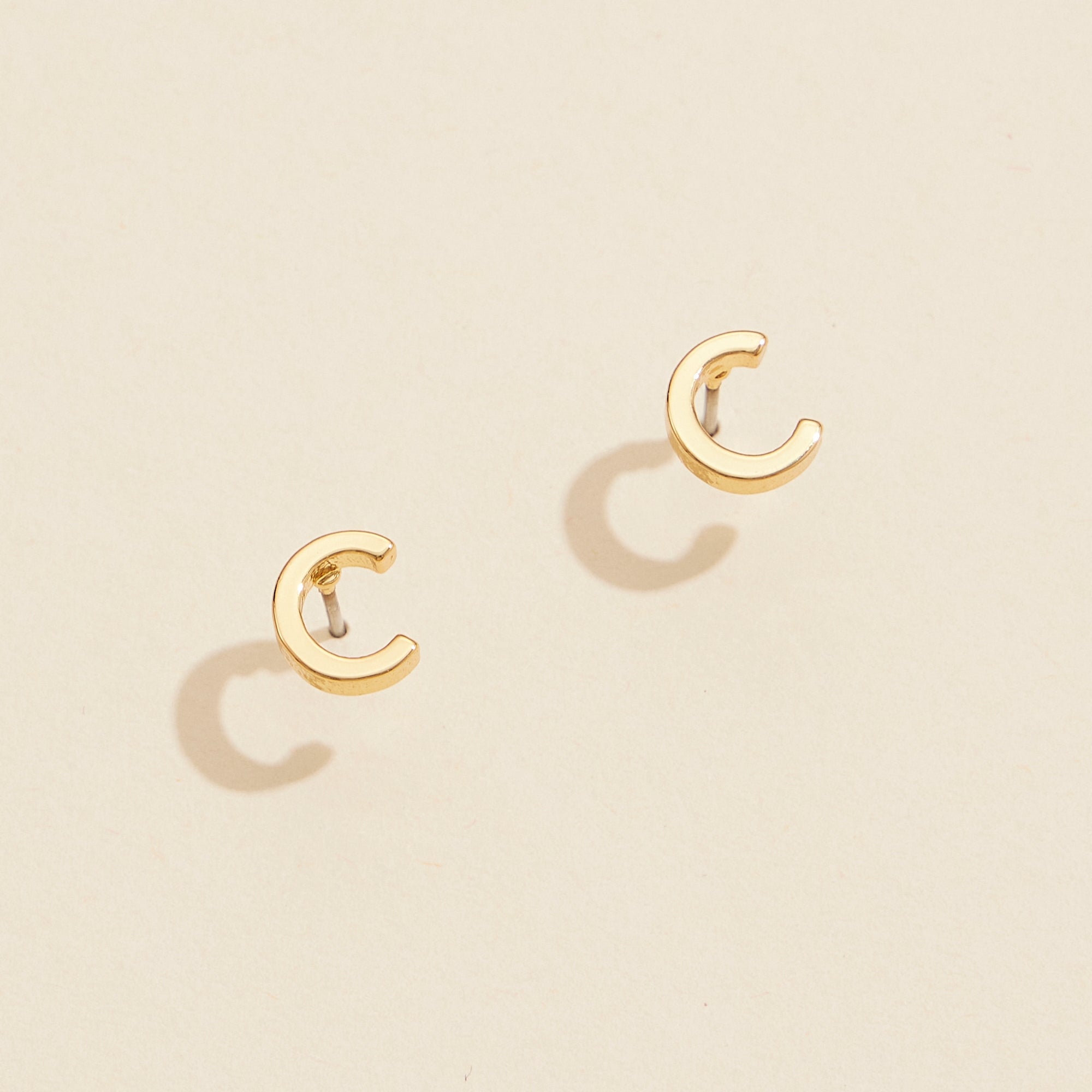 Metal Initial Stud Earrings