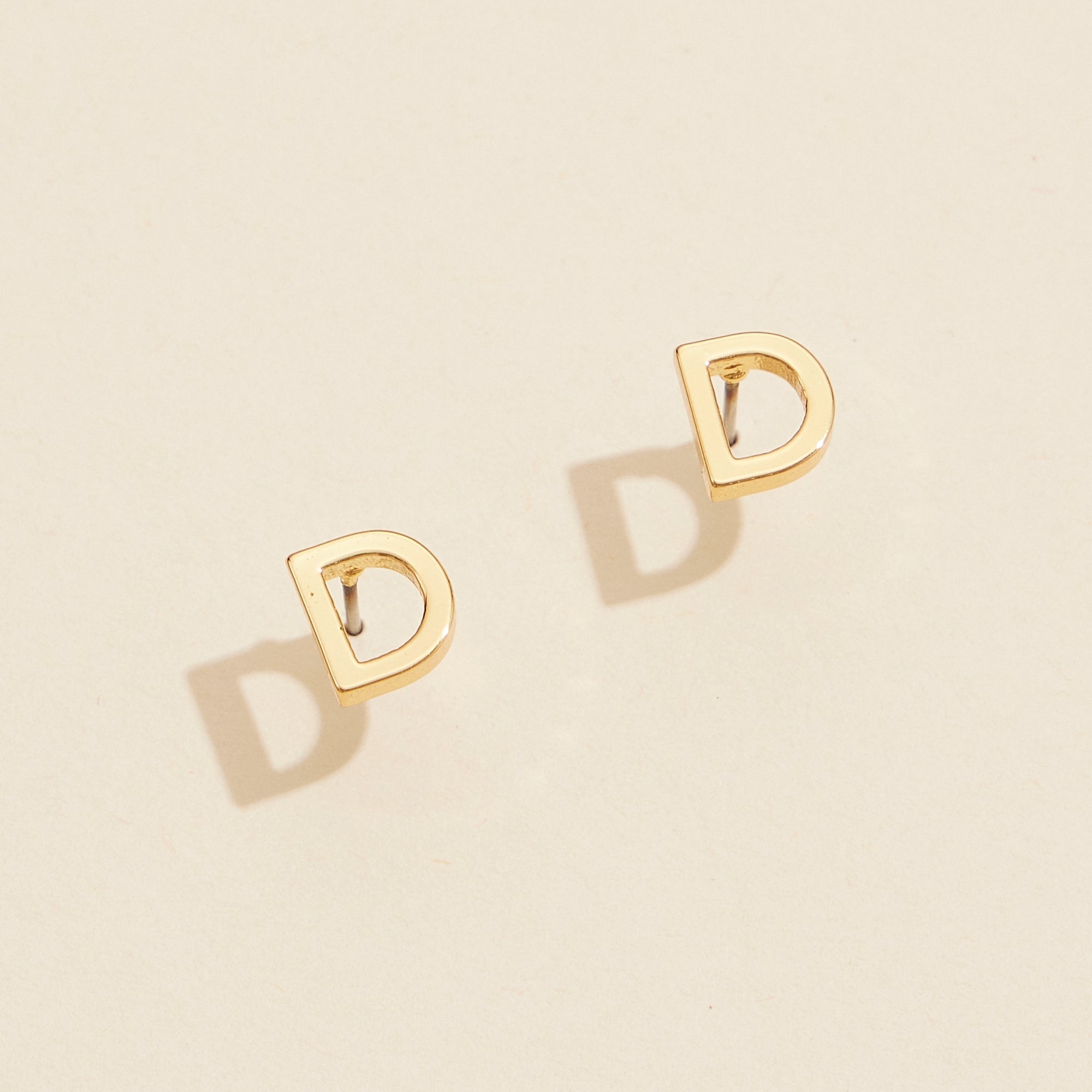 Metal Initial Stud Earrings