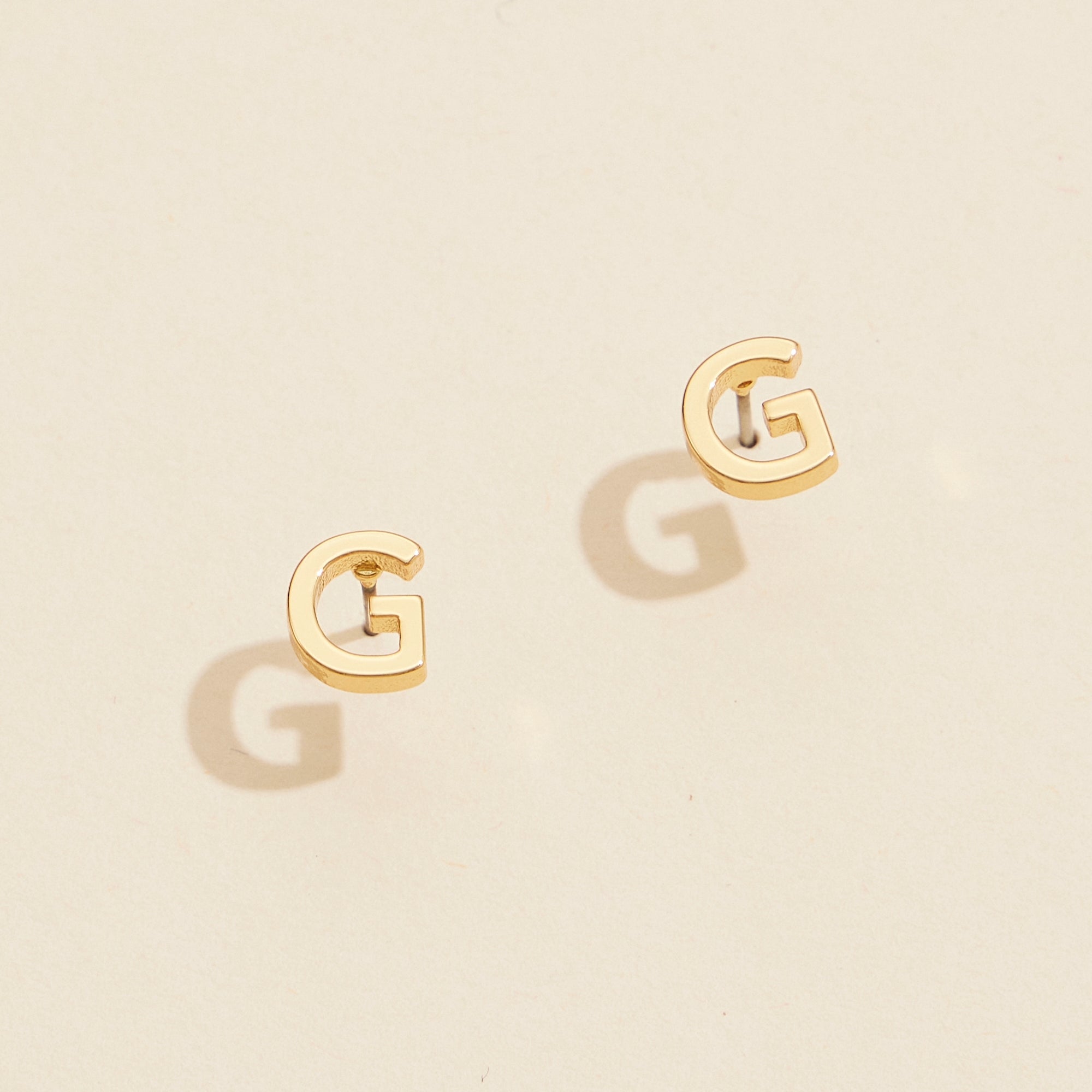 Metal Initial Stud Earrings