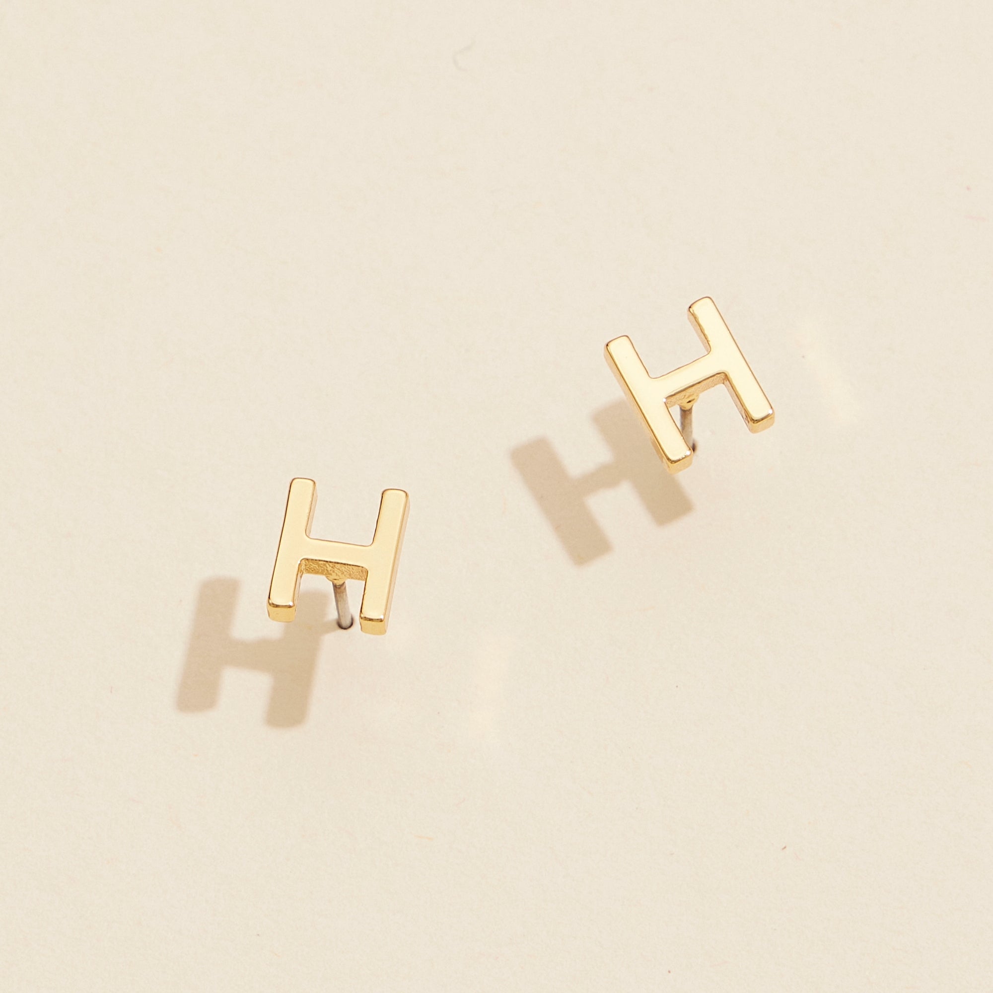 Metal Initial Stud Earrings