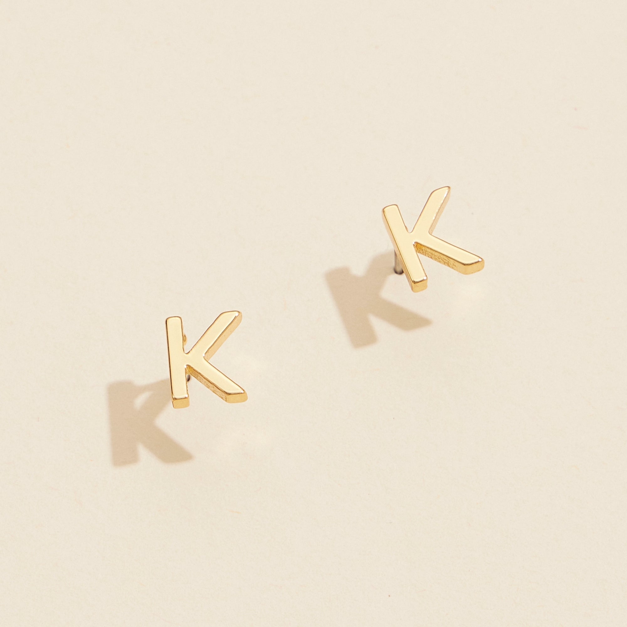 Metal Initial Stud Earrings