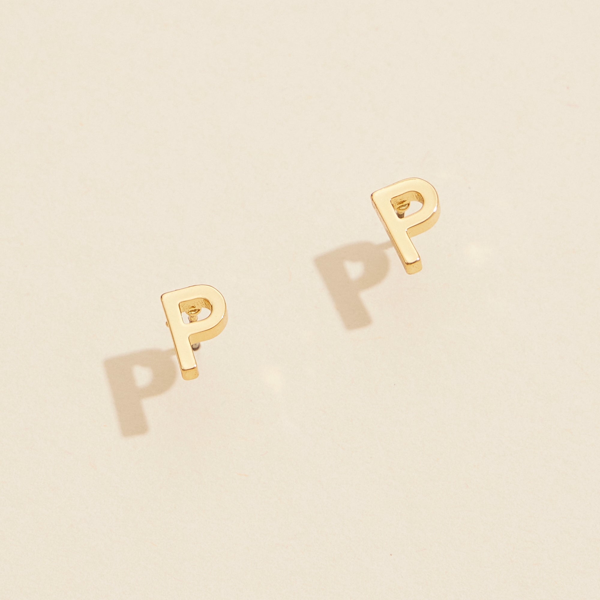 Metal Initial Stud Earrings