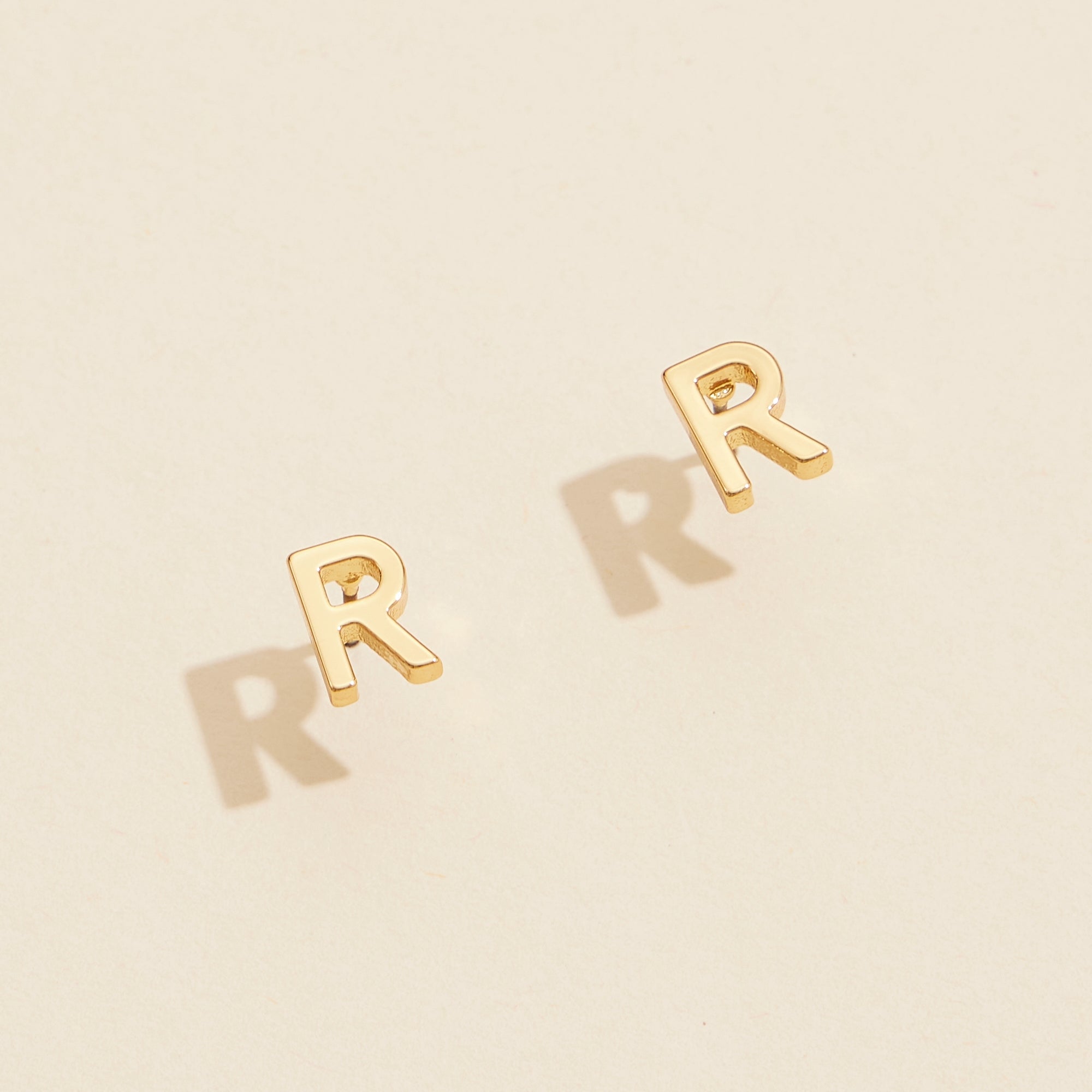 Metal Initial Stud Earrings