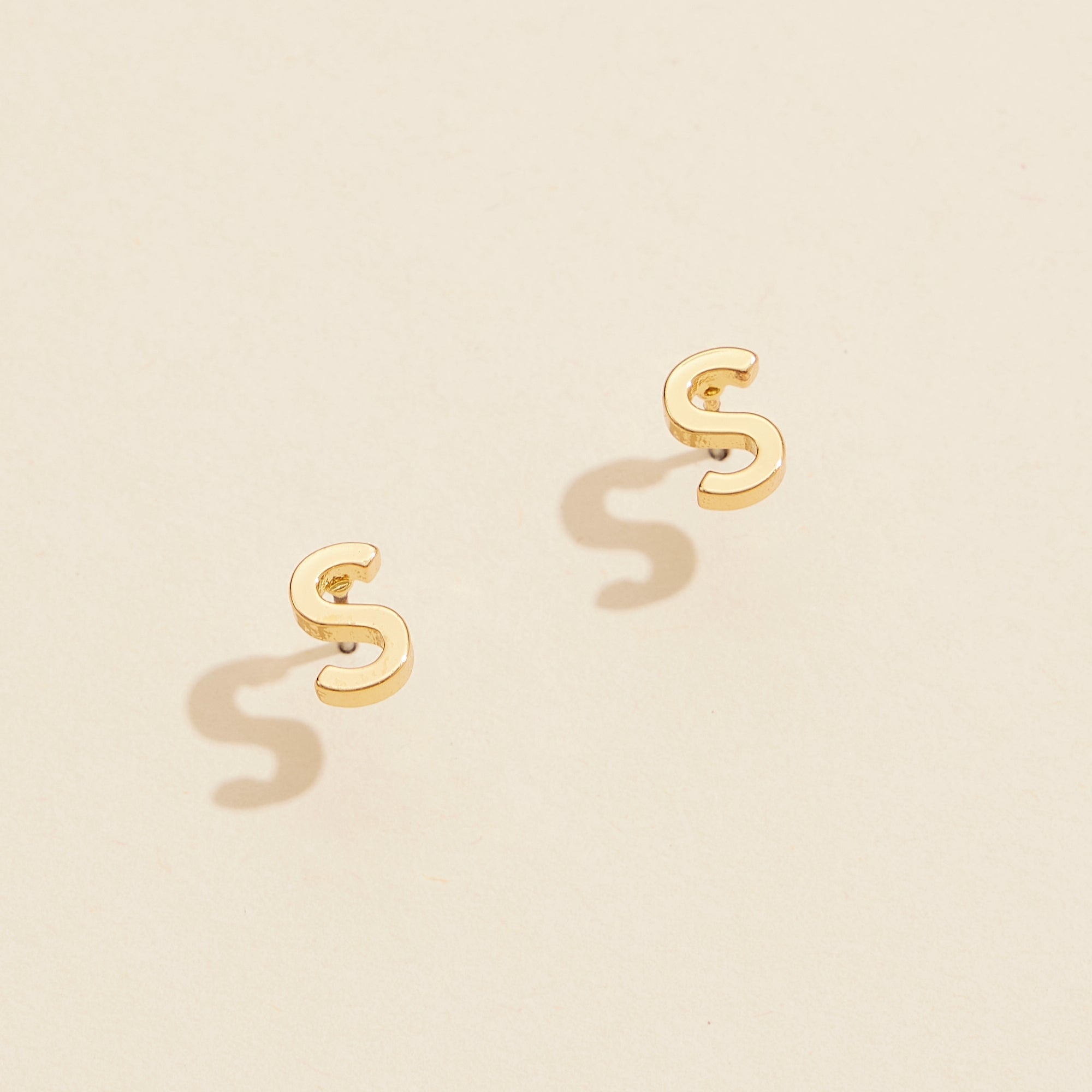 Metal Initial Stud Earrings