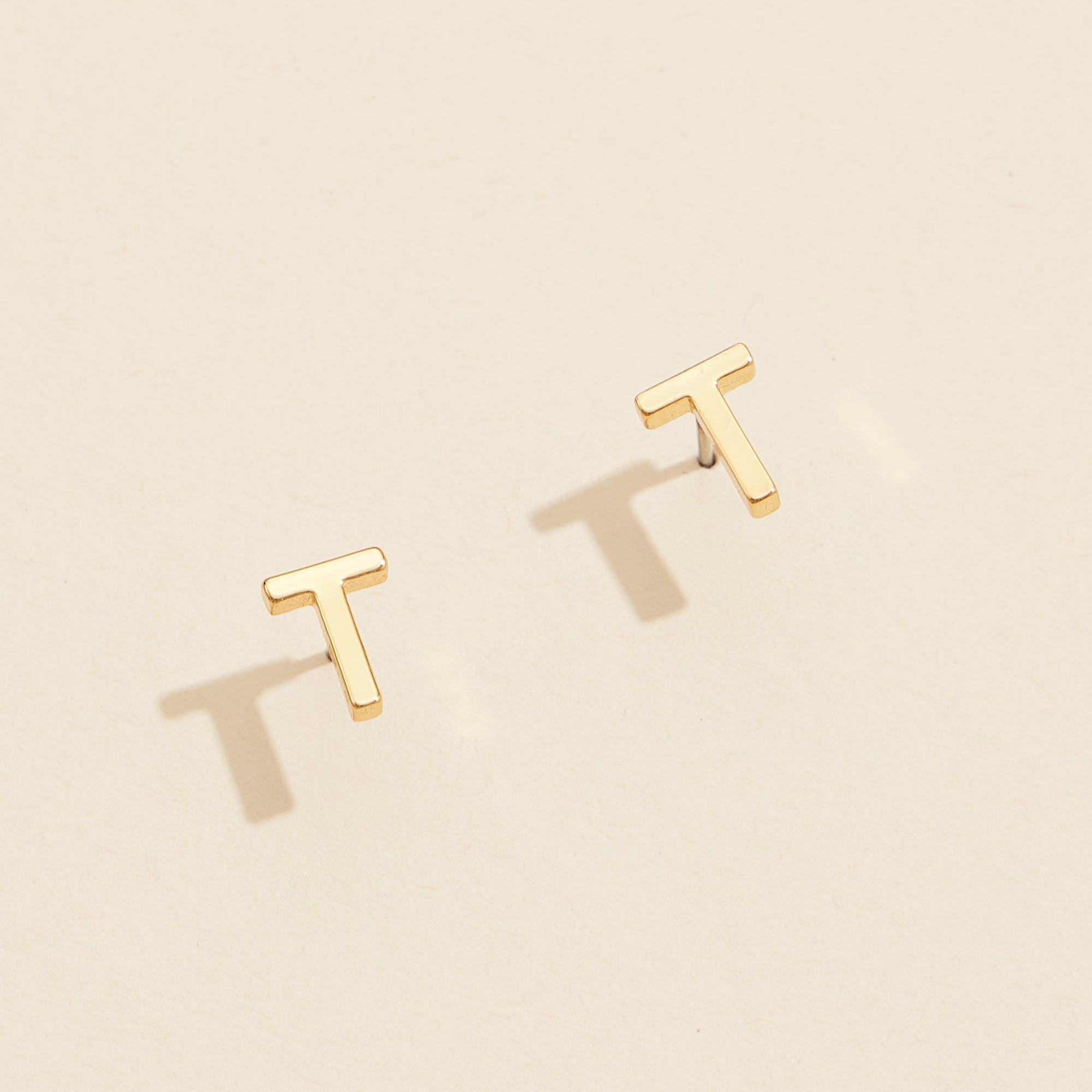Metal Initial Stud Earrings