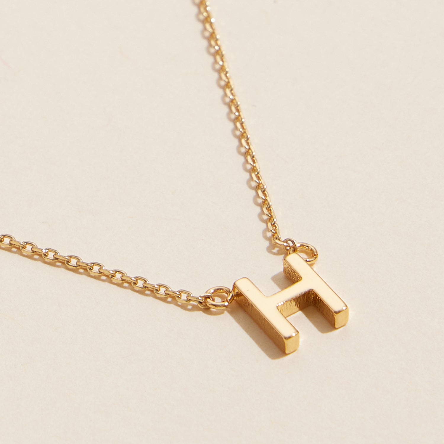 Short Necklace with Initial Metal Letter Charm