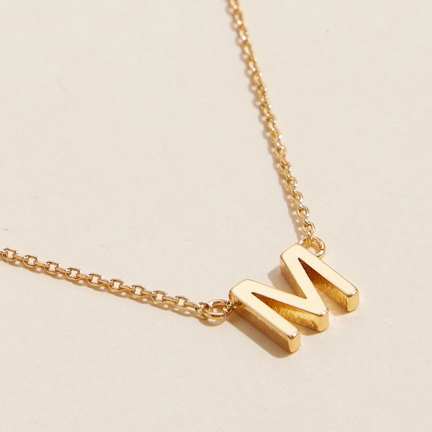 Short Necklace with Initial Metal Letter Charm