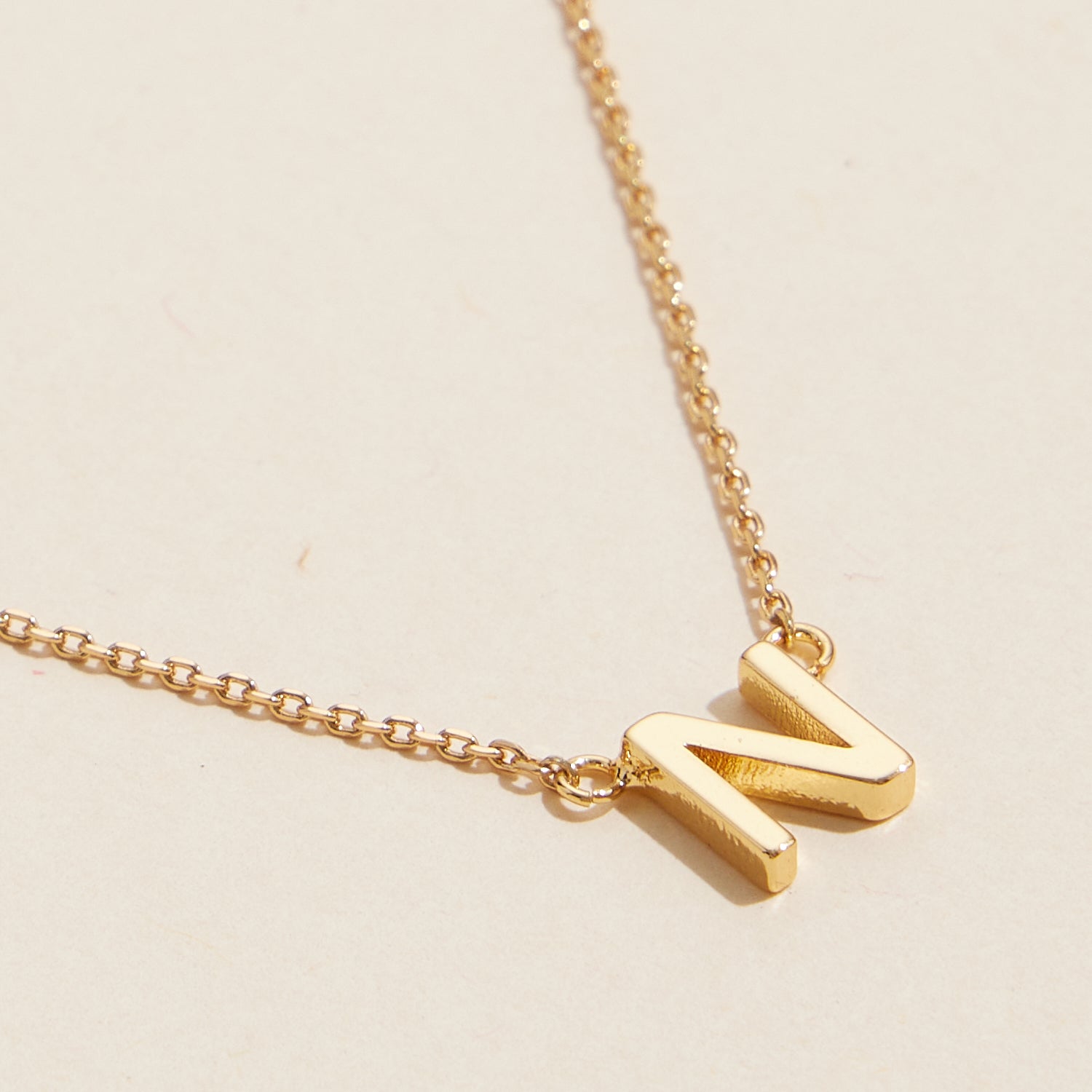 Short Necklace with Initial Metal Letter Charm