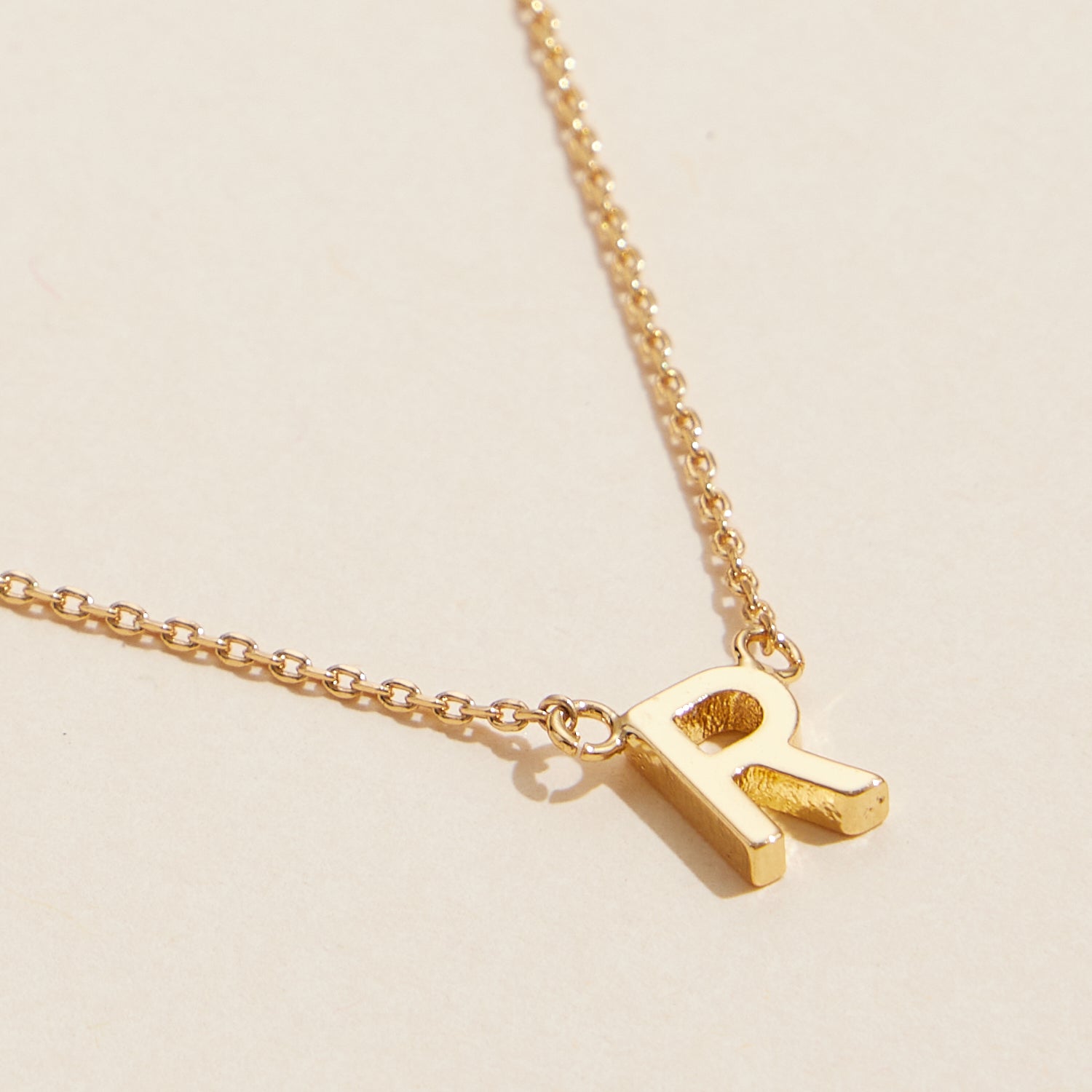 Short Necklace with Initial Metal Letter Charm