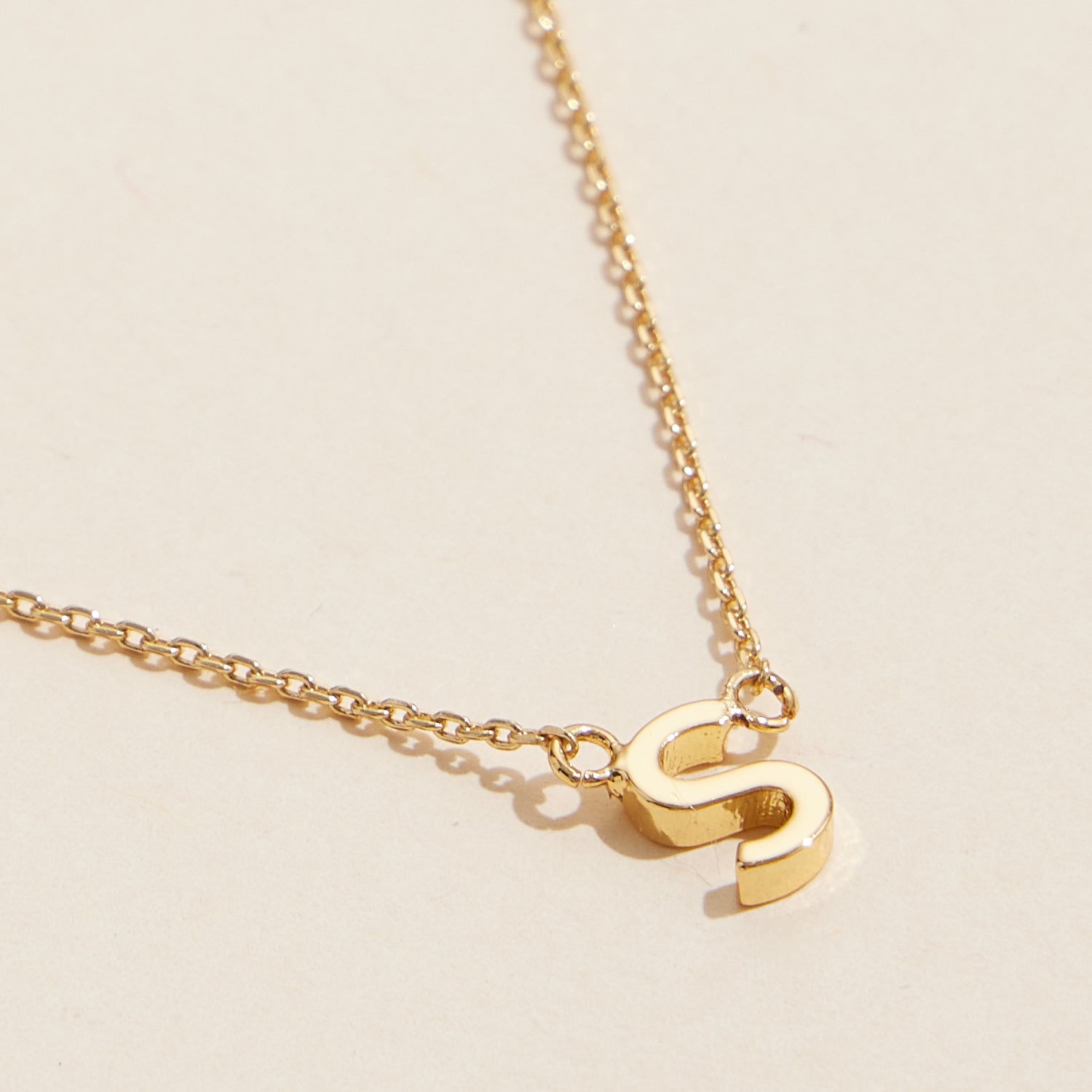 Short Necklace with Initial Metal Letter Charm