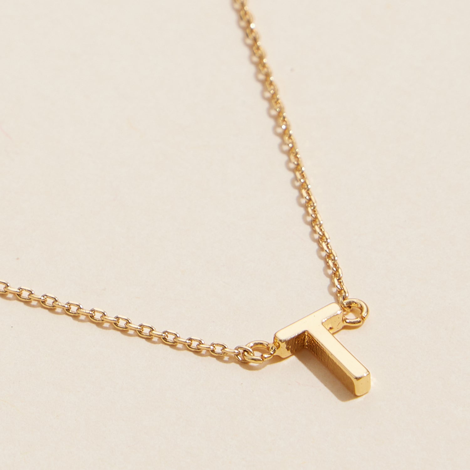 Short Necklace with Initial Metal Letter Charm