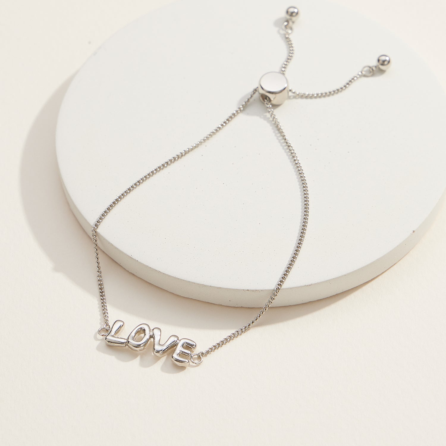 Adjustable Love Script Bracelet in 18K Gold Dip or Silver