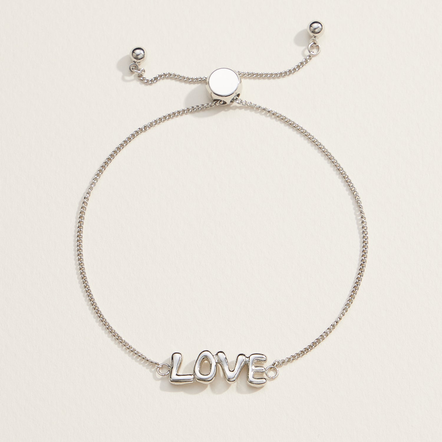 Adjustable Love Script Bracelet in 18K Gold Dip or Silver