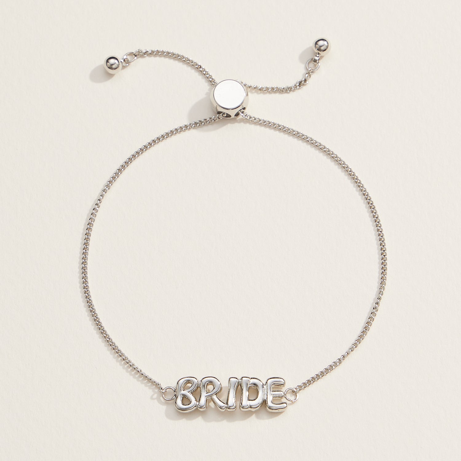 Adjustable Bride Script Bracelet in 18K Gold Dip or White Gold