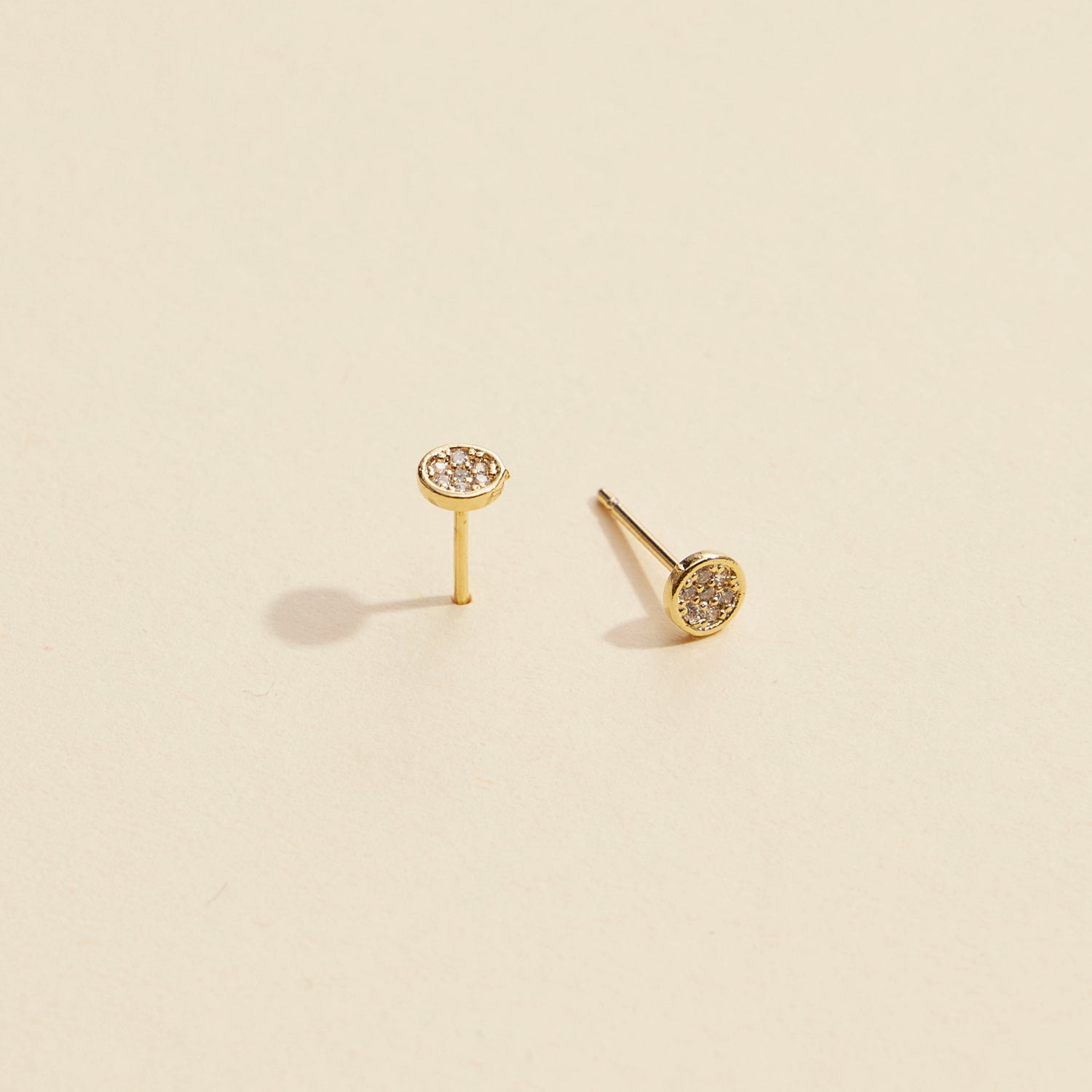 Round Rhinestones Gold Dip Stud Earrings