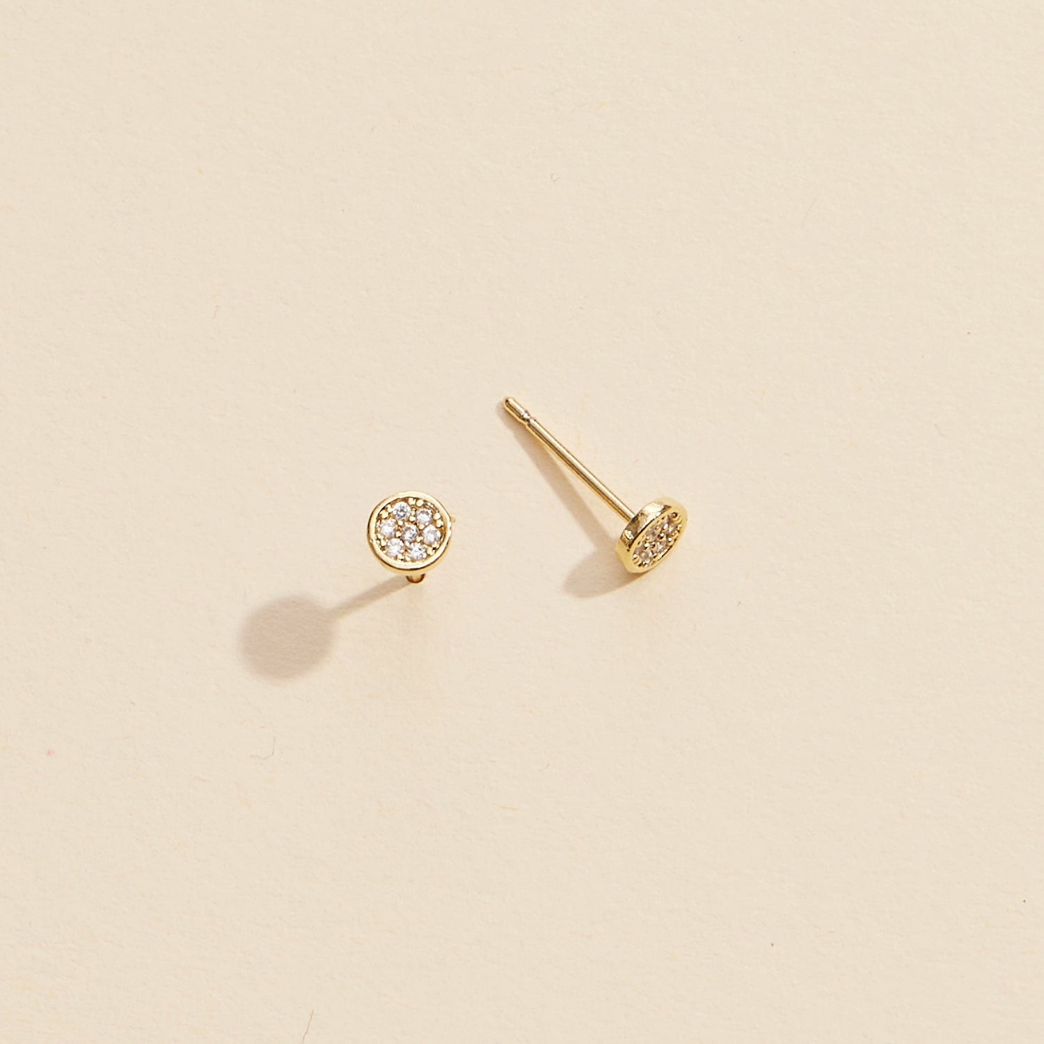 Round Rhinestones Gold Dip Stud Earrings