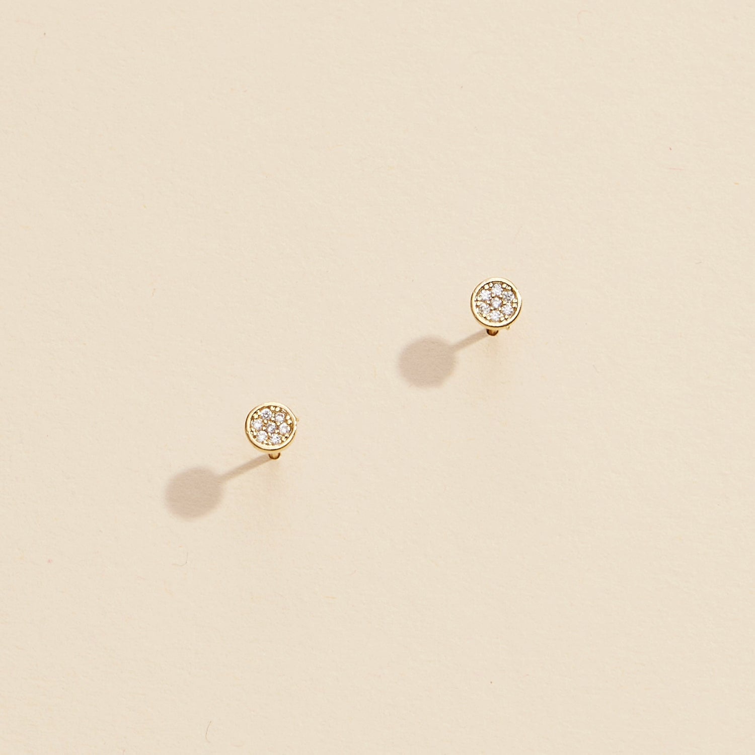 Round Rhinestones Gold Dip Stud Earrings