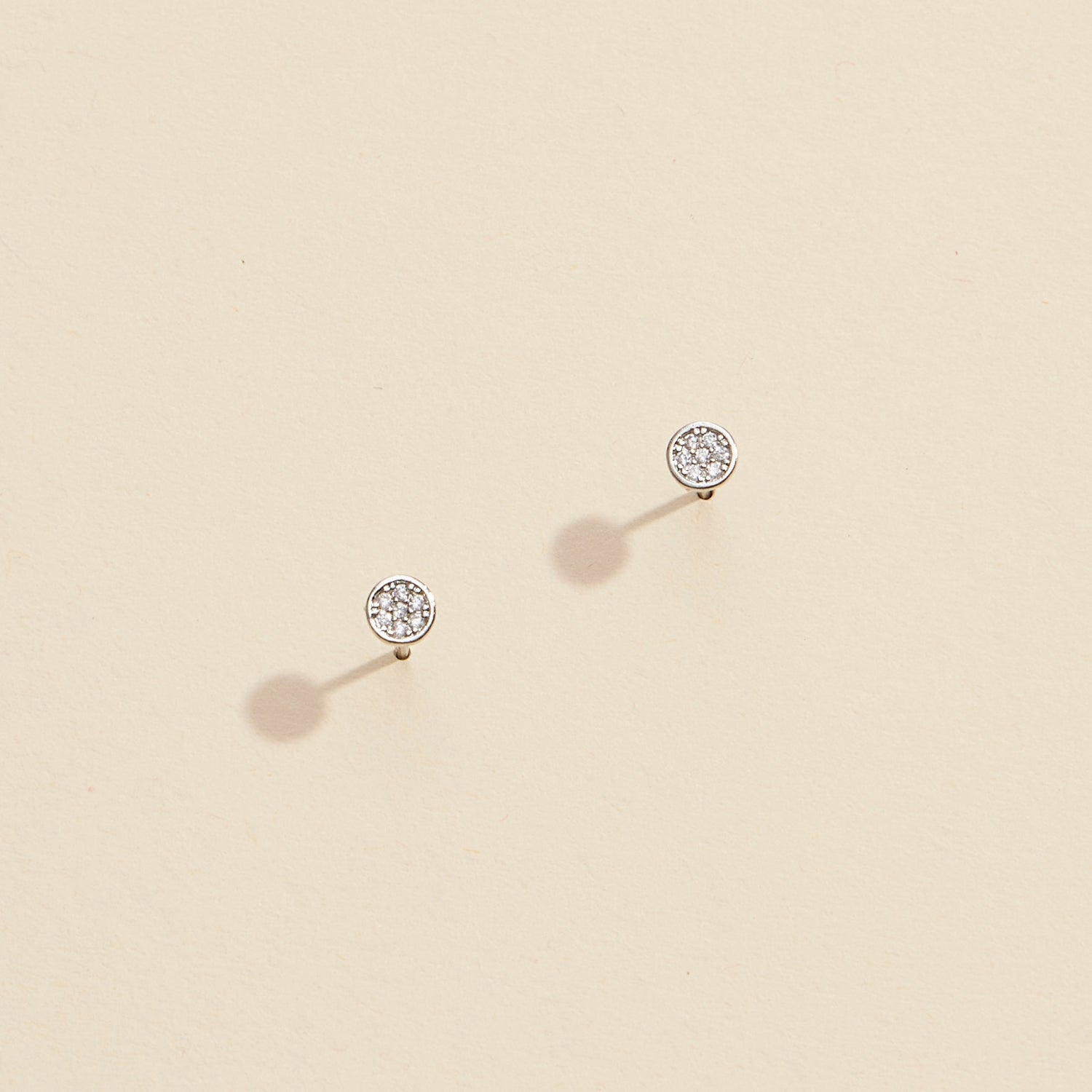 Round Rhinestones Gold Dip Stud Earrings