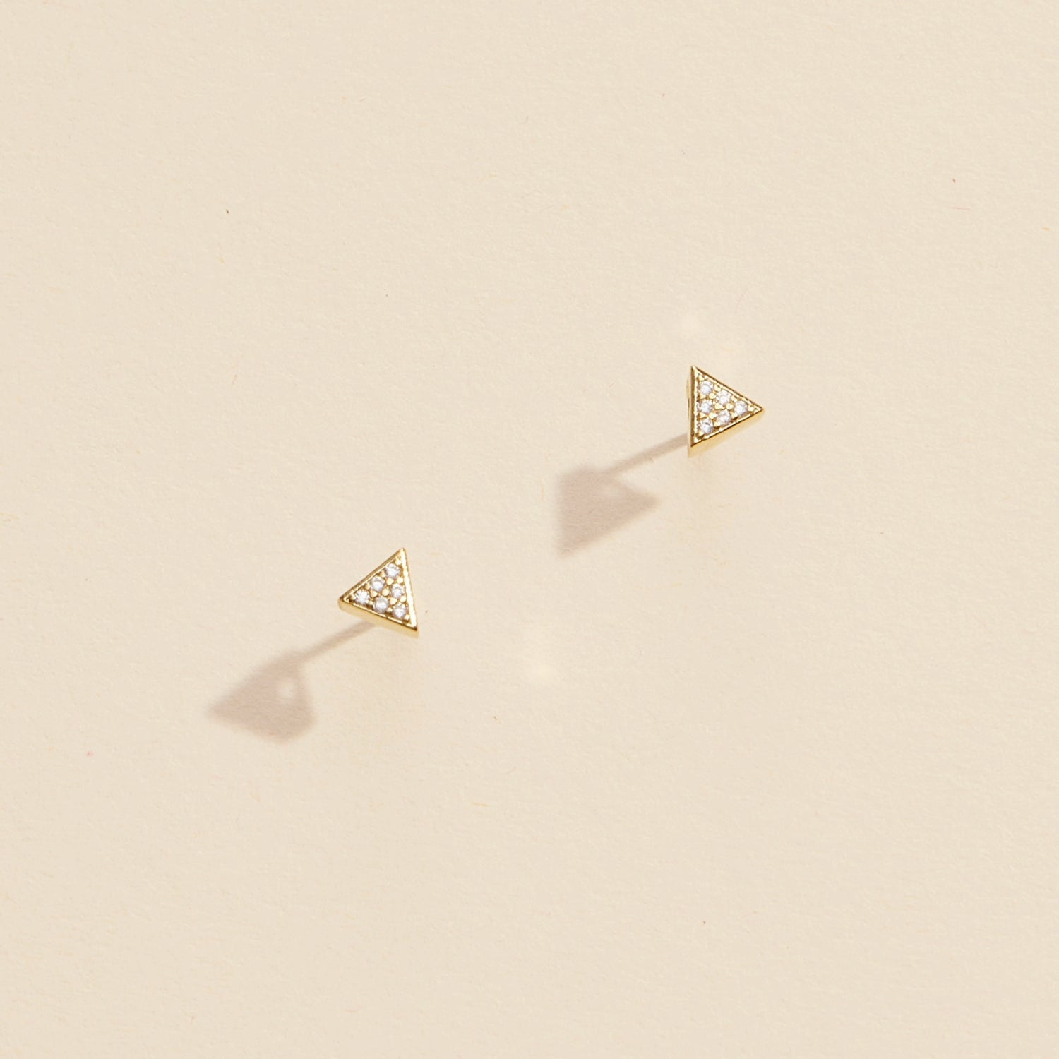 Modern Triangle Rhinestone Gold-Dipped Stud Earrings