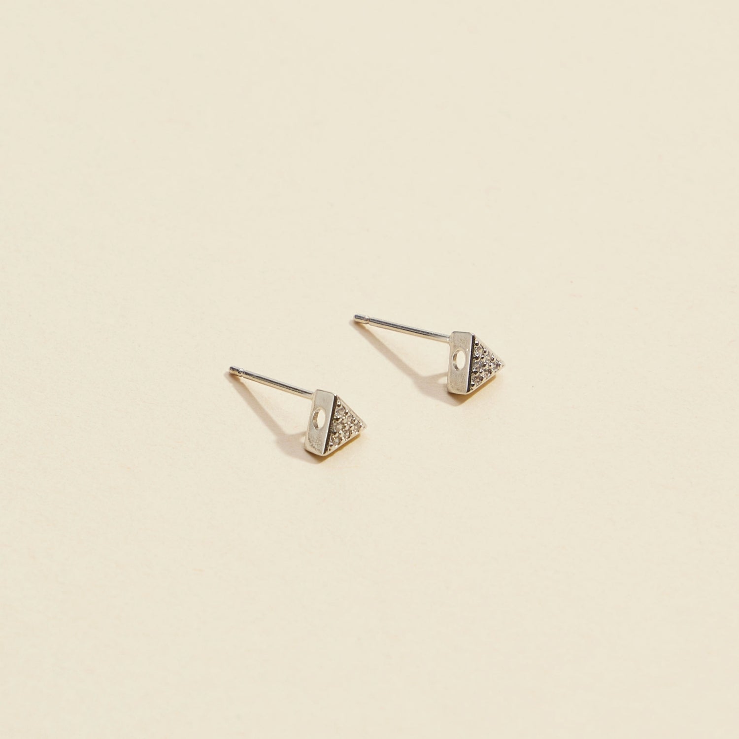 Modern Triangle Rhinestone Gold-Dipped Stud Earrings