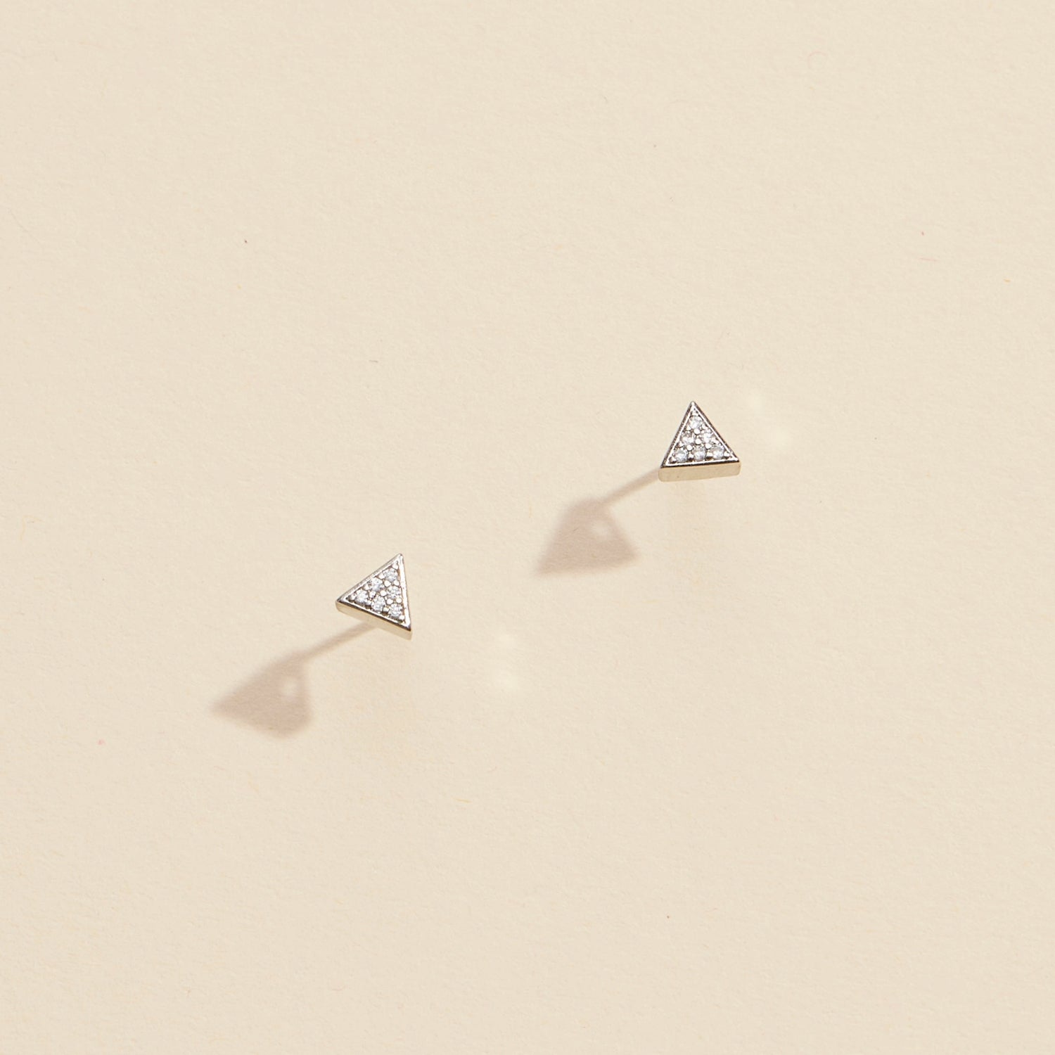 Modern Triangle Rhinestone Gold-Dipped Stud Earrings