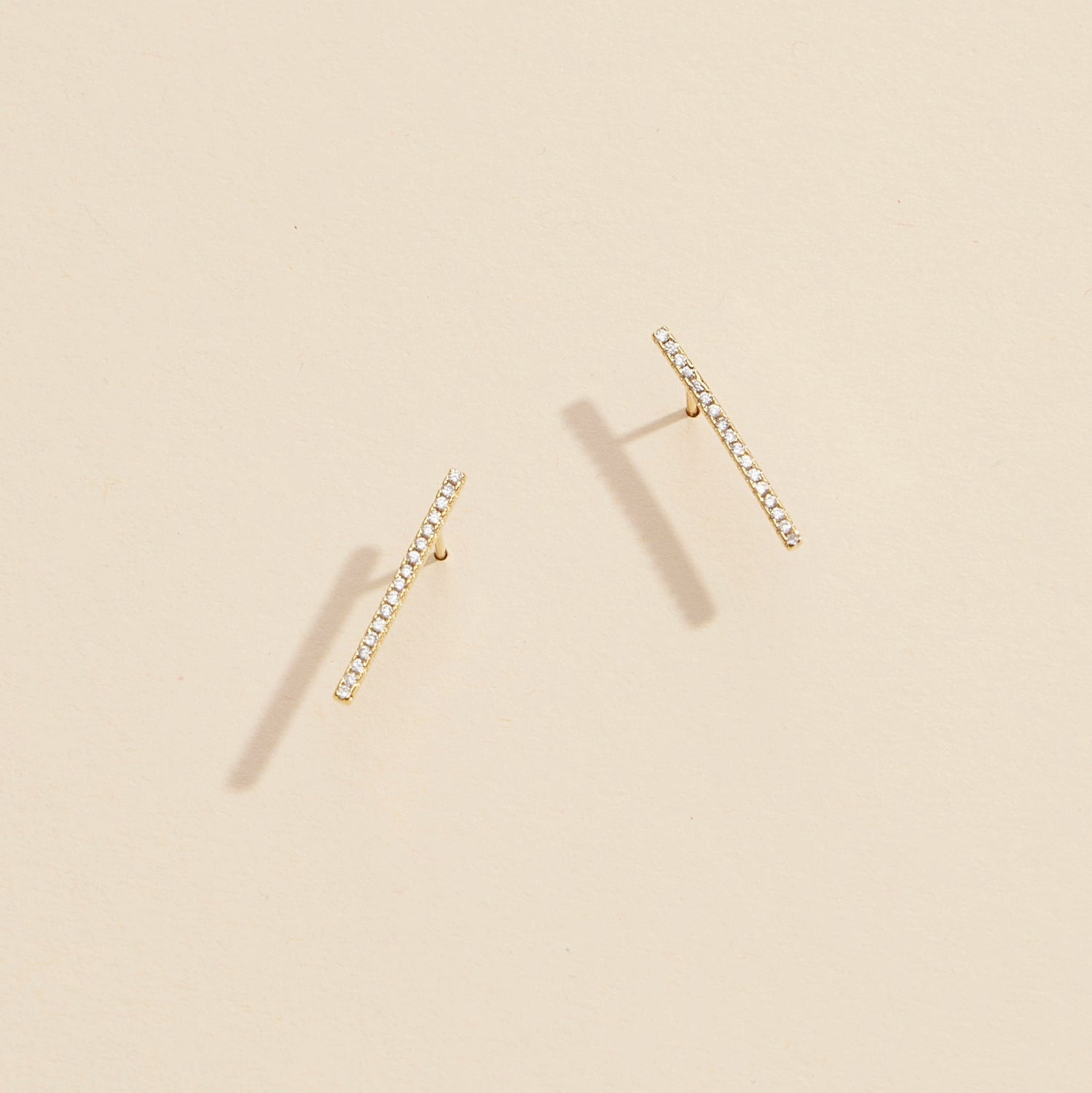 Sleek Bar Rhinestone Gold-Dipped Stud Earrings