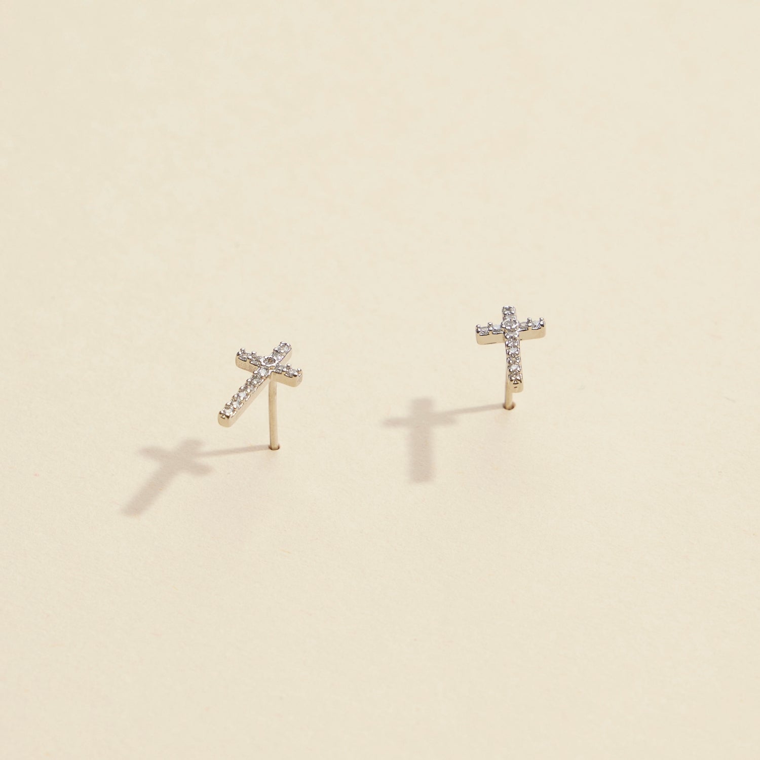 Sparkling Cross Rhinestone Gold-Dipped Stud Earrings