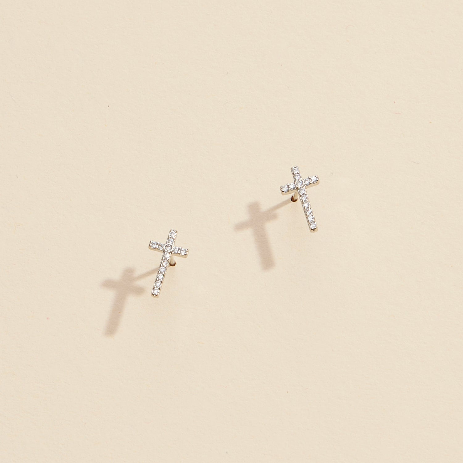 Sparkling Cross Rhinestone Gold-Dipped Stud Earrings