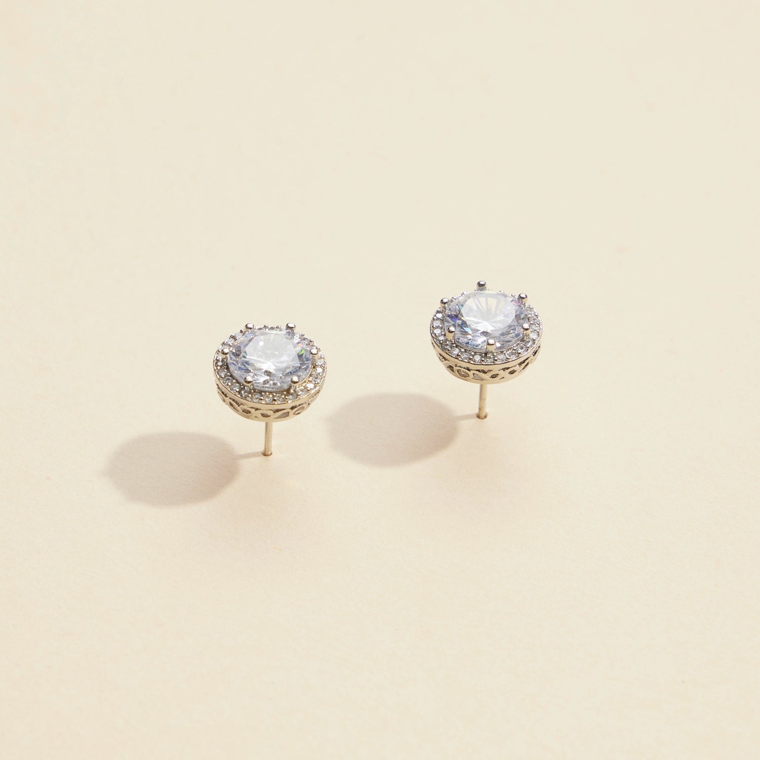 Chic Round Glass Stone Gold-Dipped Stud Earrings