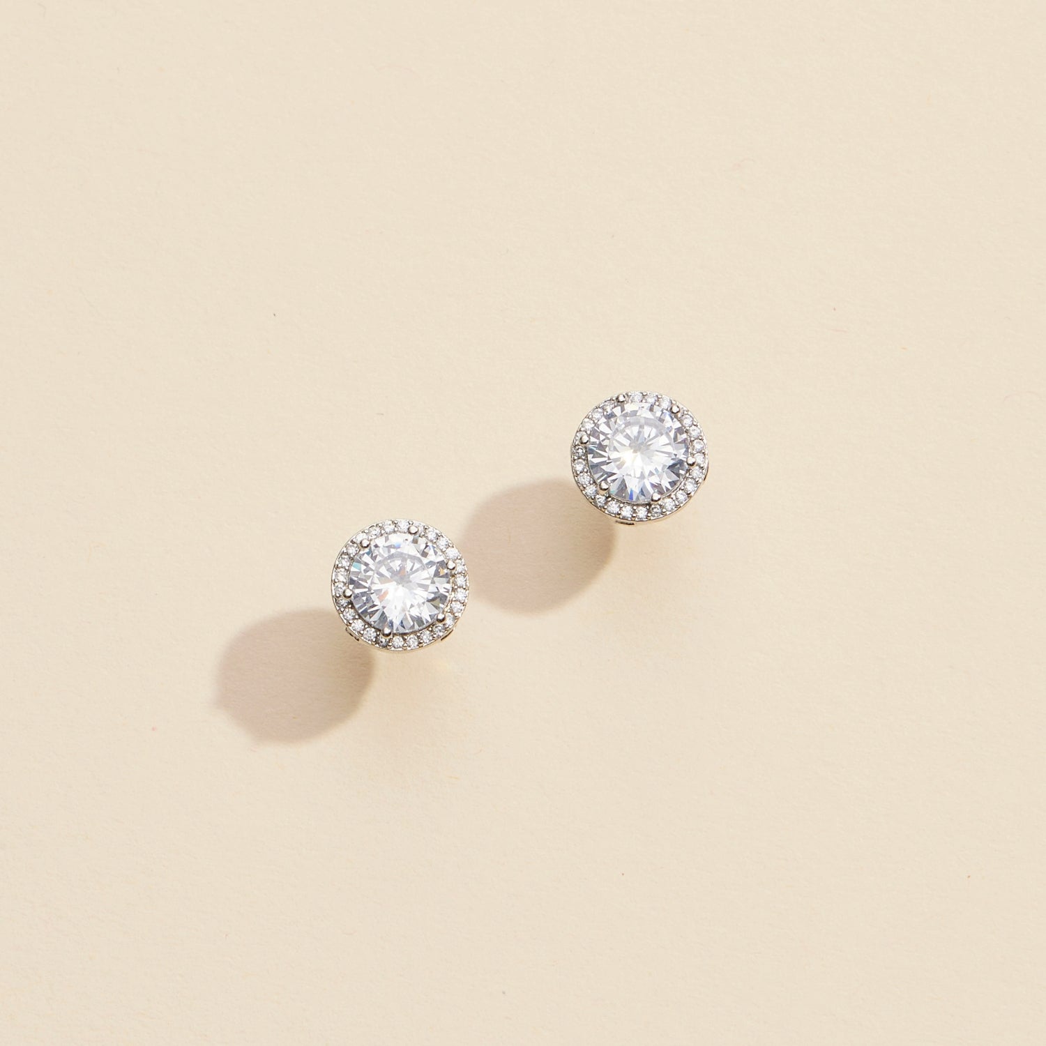 Chic Round Glass Stone Gold-Dipped Stud Earrings