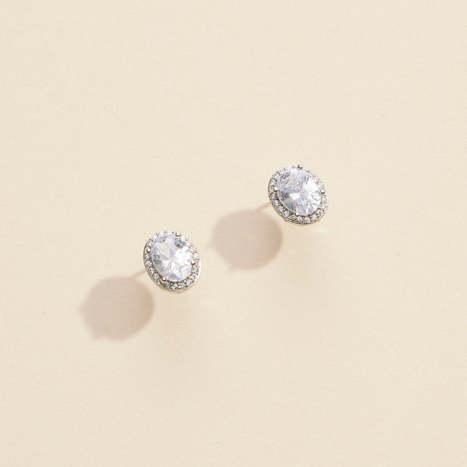 Elegant Oval Glass Stone Gold-Dipped Stud Earrings