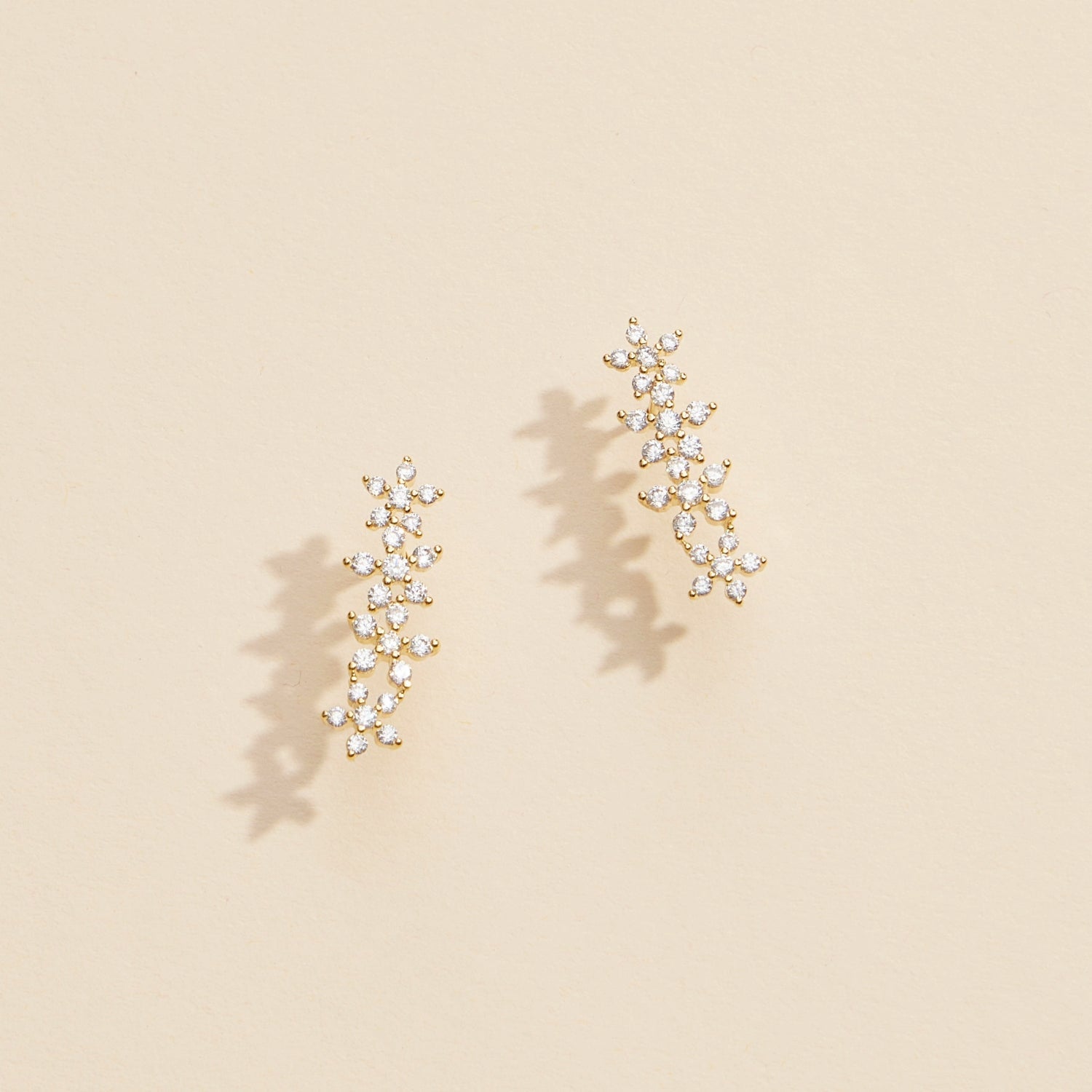 Linked Floral Gold Dip Stud Earrings