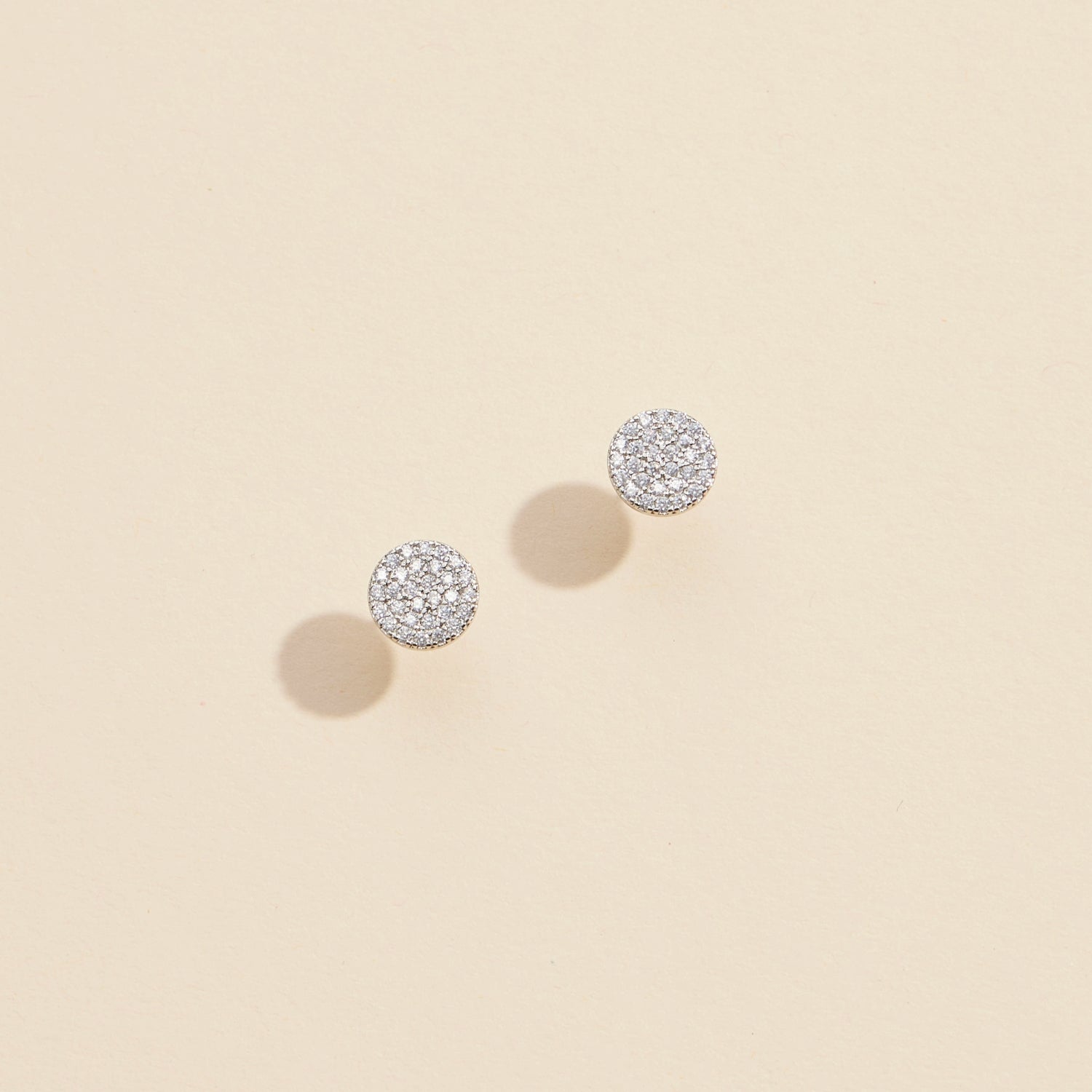 Elegant Gold & Silver Round CZ Pavé Stud Earrings
