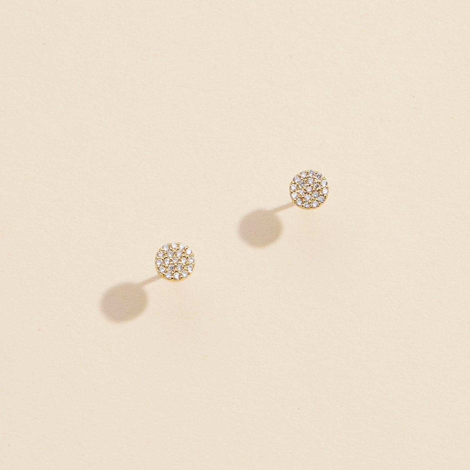 CZ Circle Gold Dip Stud Earrings