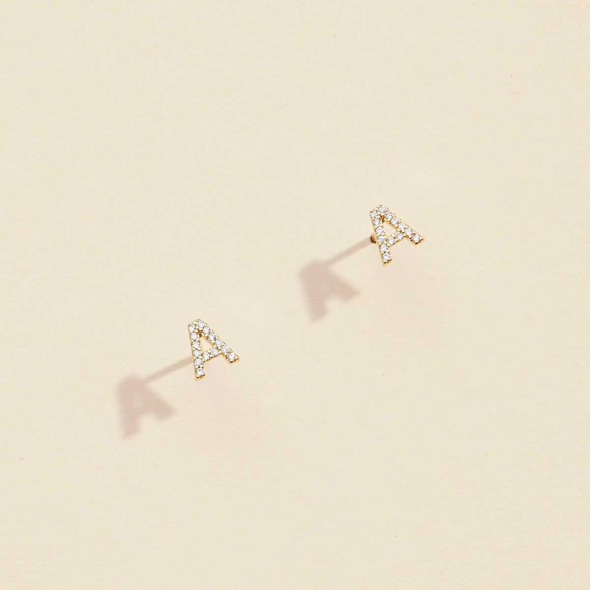 Initial Letter Stud Earrings – 12 Pack Bundle in Gold or Silver