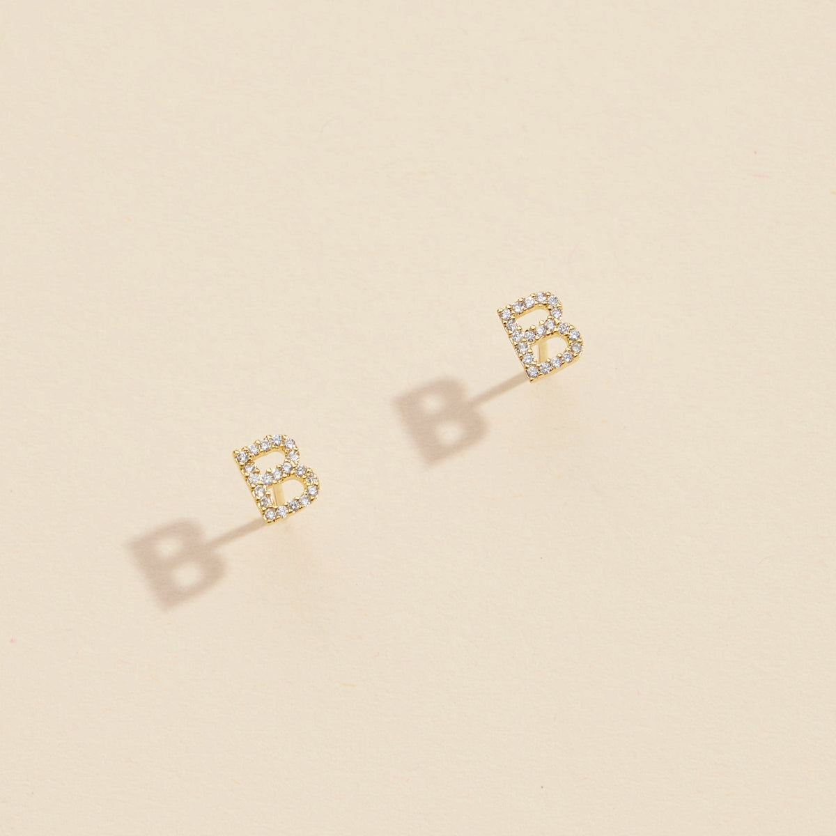 Initial Letter Stud Earrings – 12 Pack Bundle in Gold or Silver