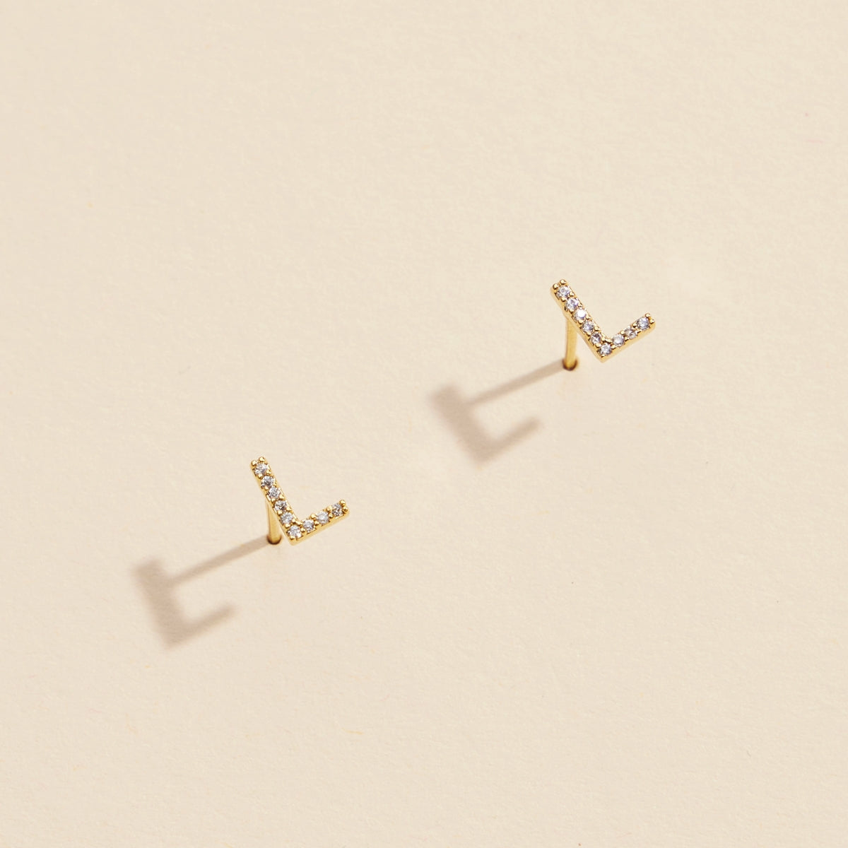 Initial Letter Stud Earrings – 12 Pack Bundle in Gold or Silver