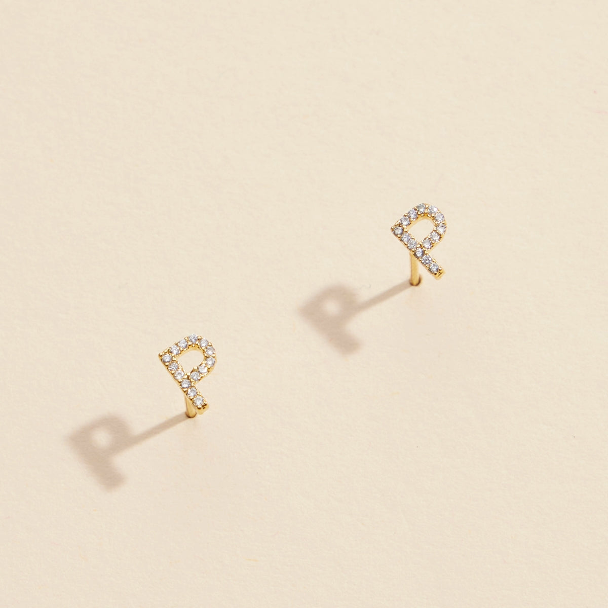 Initial Letter Stud Earrings – 12 Pack Bundle in Gold or Silver