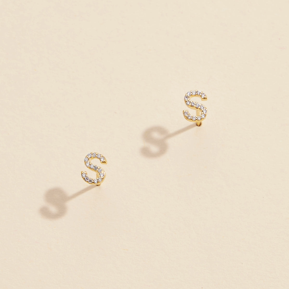 Initial Letter Stud Earrings – 12 Pack Bundle in Gold or Silver