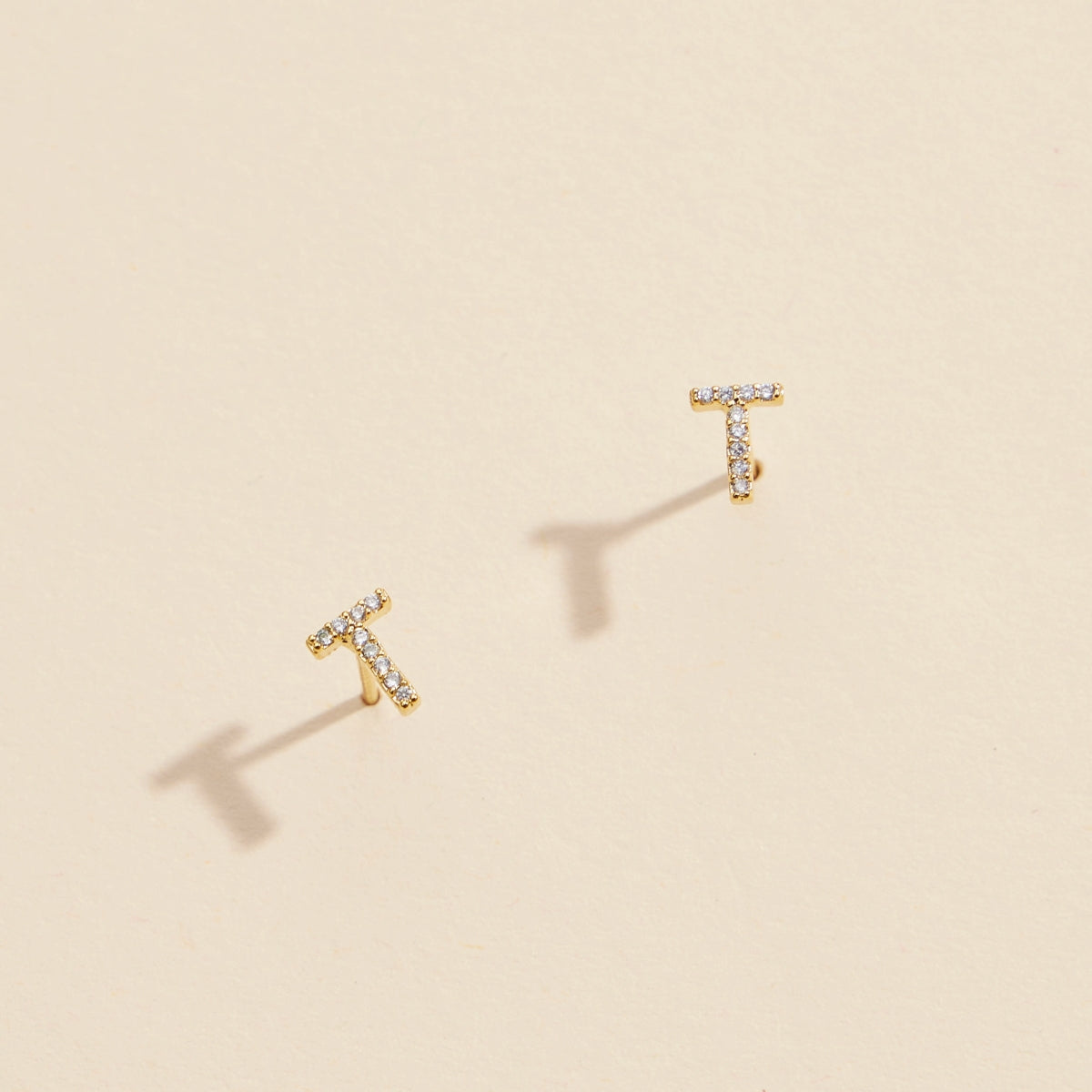 Initial Letter Stud Earrings – 12 Pack Bundle in Gold or Silver