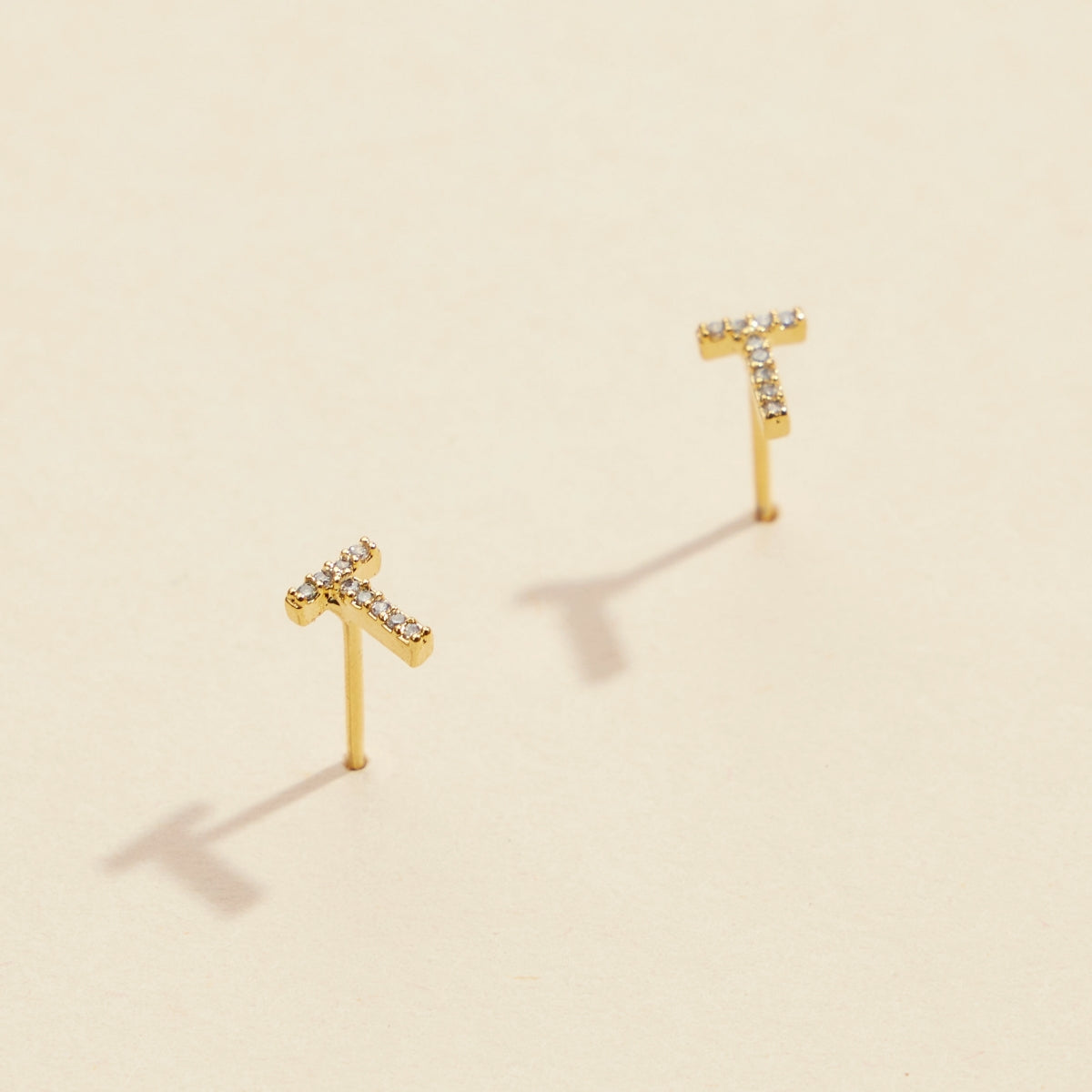 Initial Letter Stud Earrings – 12 Pack Bundle in Gold or Silver