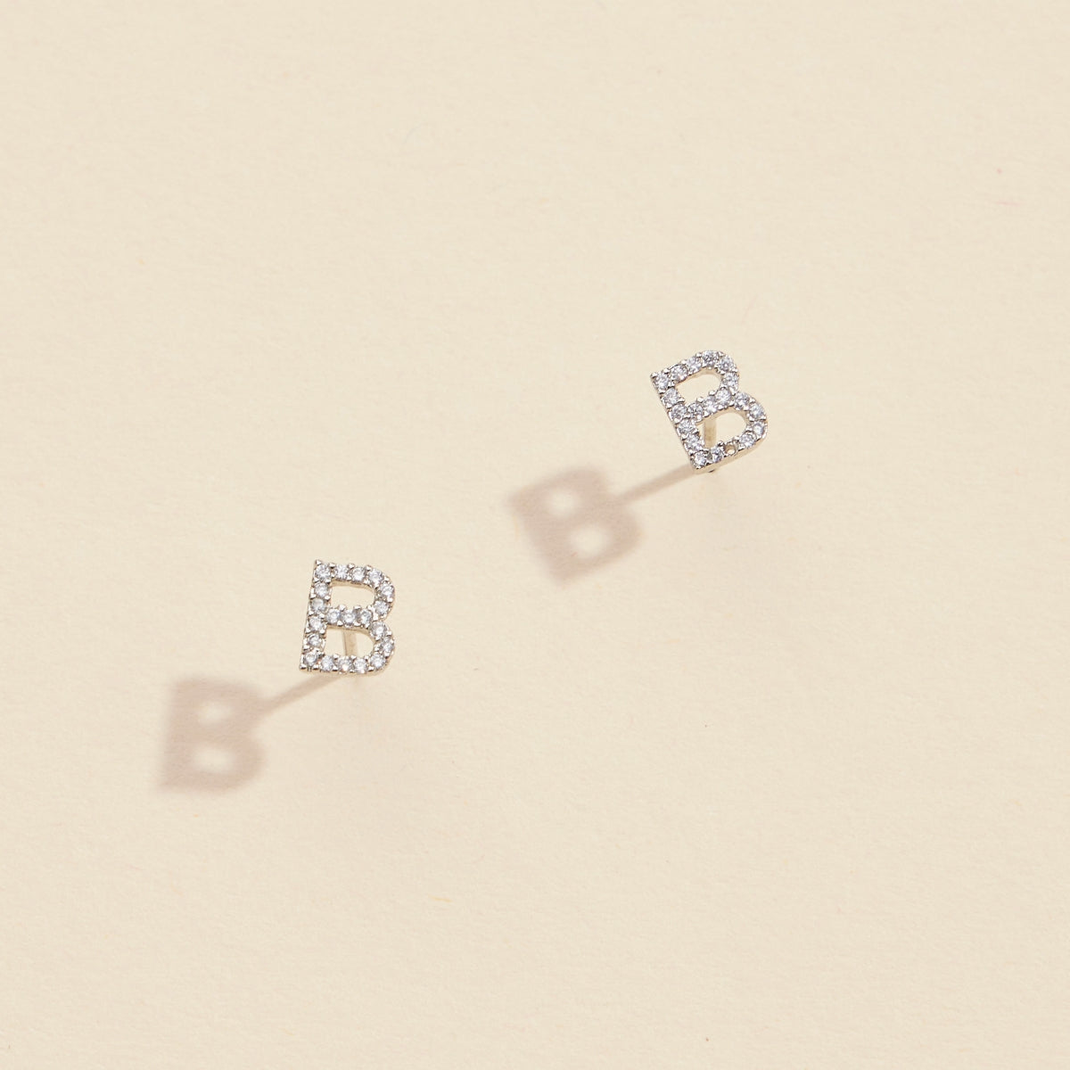 Initial Letter Stud Earrings – 12 Pack Bundle in Gold or Silver