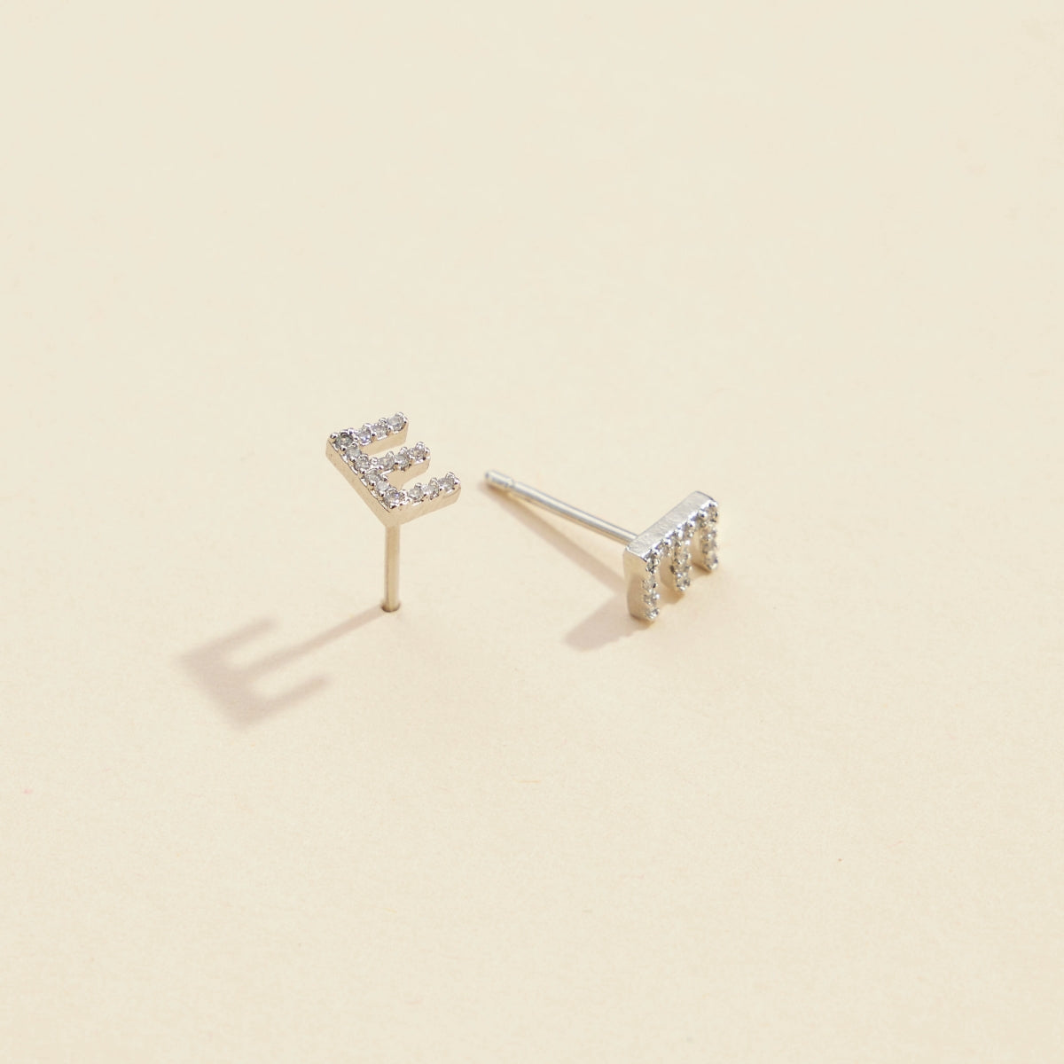 Initial Letter Stud Earrings – 12 Pack Bundle in Gold or Silver